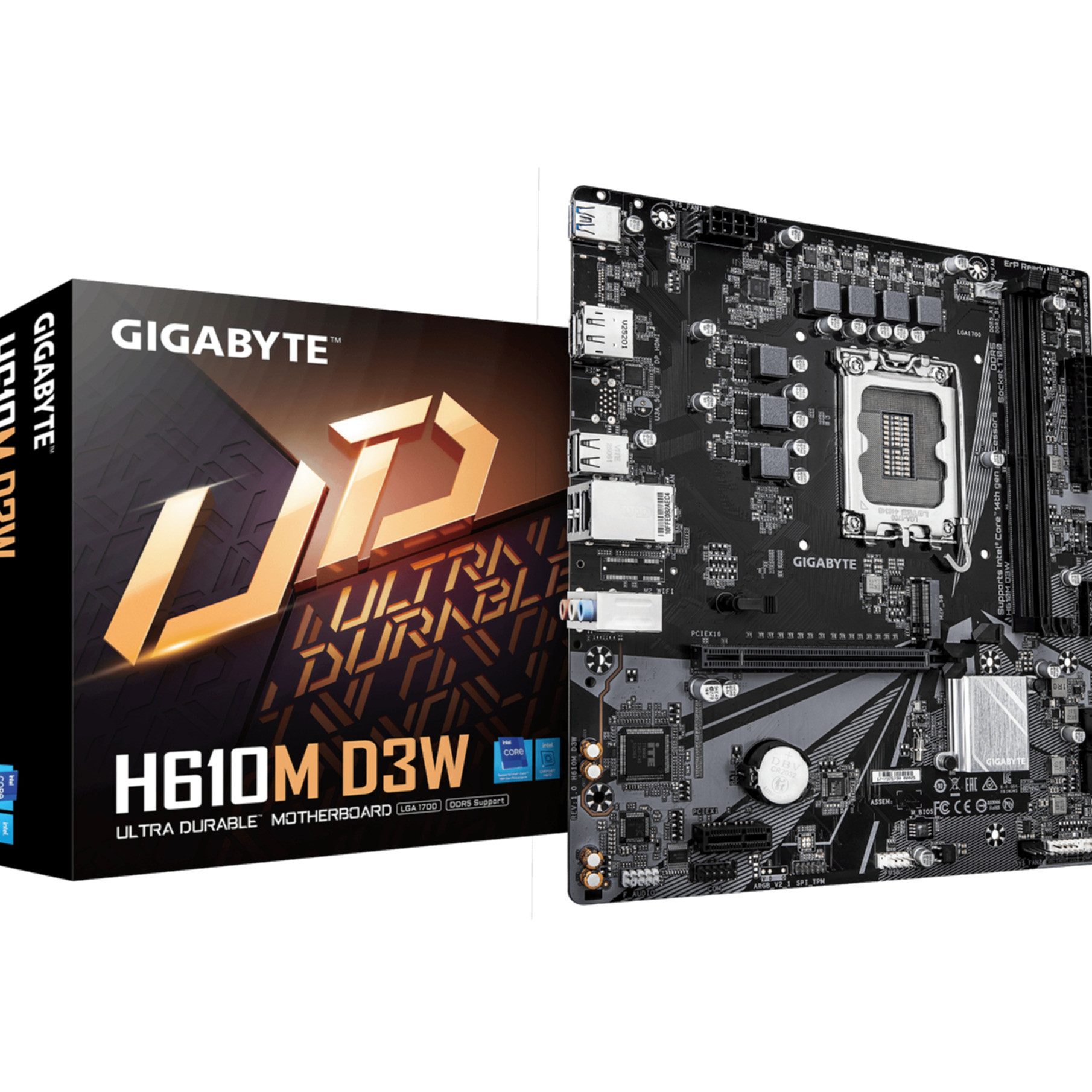 Gigabyte H610M D3W Mainboard - Unterstützt Intel Core Prozessoren der 14. Gener Mainboard
