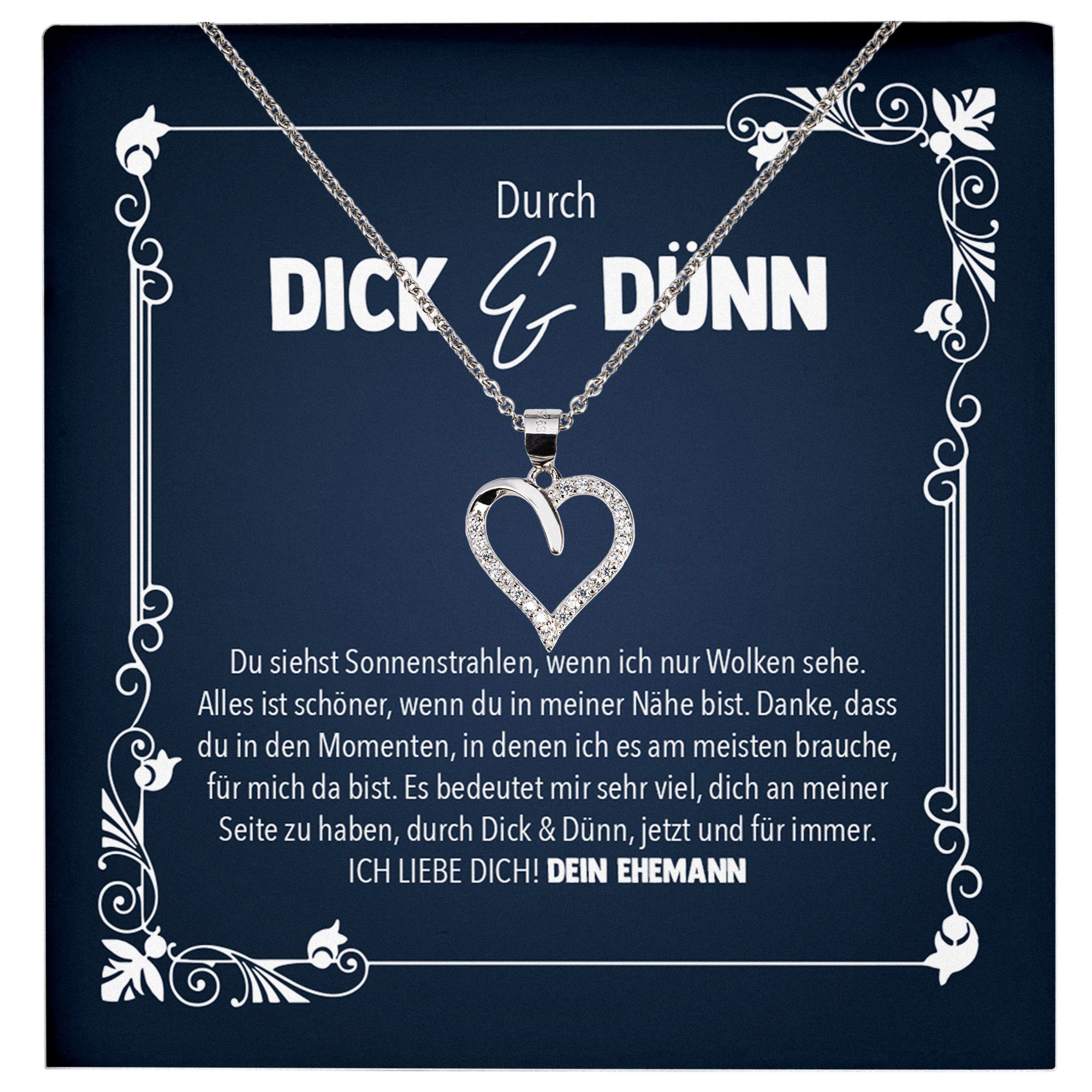 22Feels Schmuckset Durch Dick und Dünn Ehefrau Hochzeitstag Geschenk Ich Liebe Dich (inkl. Geschenktasche, Karte(n), Poliertuch, Beutel), Echt-Silber 925/000, Karte Made In Germany