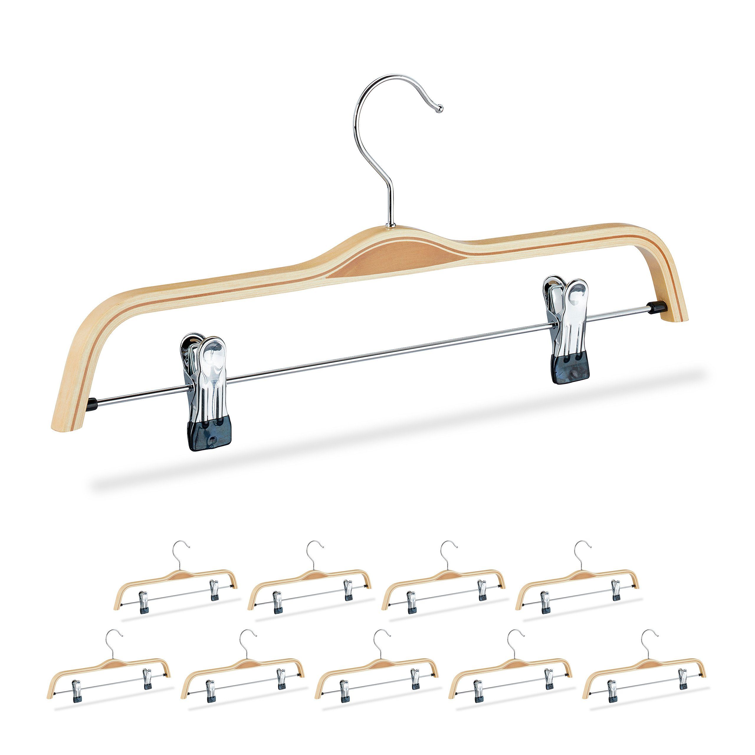 relaxdays Kleiderbügel 10 x Hosenbügel Holz günstig online kaufen