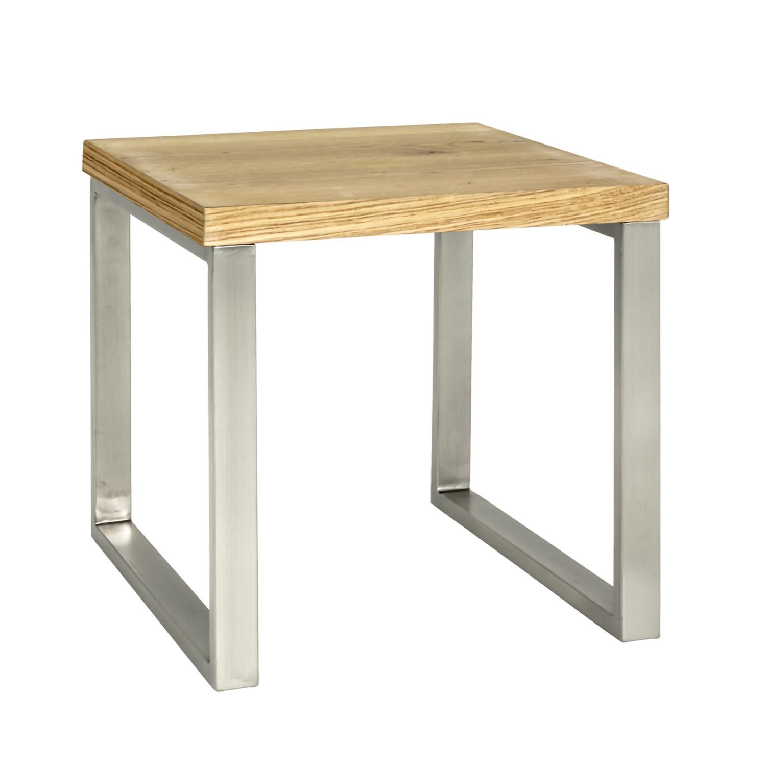 HAKU Beistelltisch Beistelltisch MDF, eiche-Sofatisch edelstahloptik-B 45xH 45xT 50 cm (1 Stück), Beistelltisch aus Metall