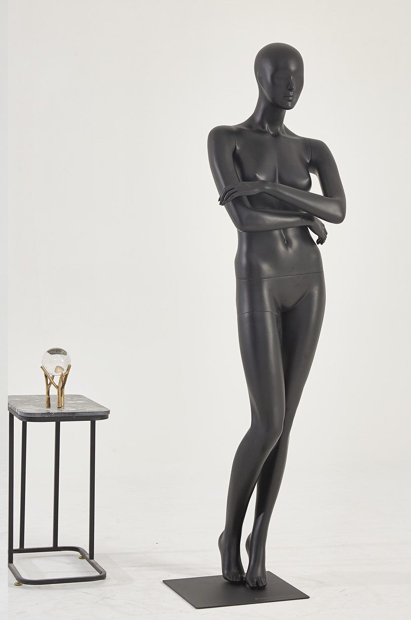 Eurohandisplay Schaufensterpuppe Schaufensterpuppe schwarz matt Mann oder Frau Nase Mund geformt, Schaufensterpuppe