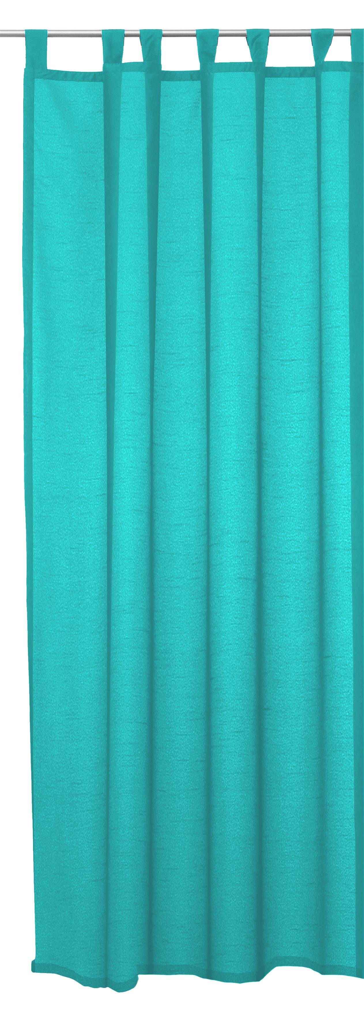 Gardine Vorhang halbtransparent Seidenglanz Schlaufen Gardine Schlaufenschal, Haus und Deko, Schlaufen (1 St), halbtransparent, Polyester Türkis