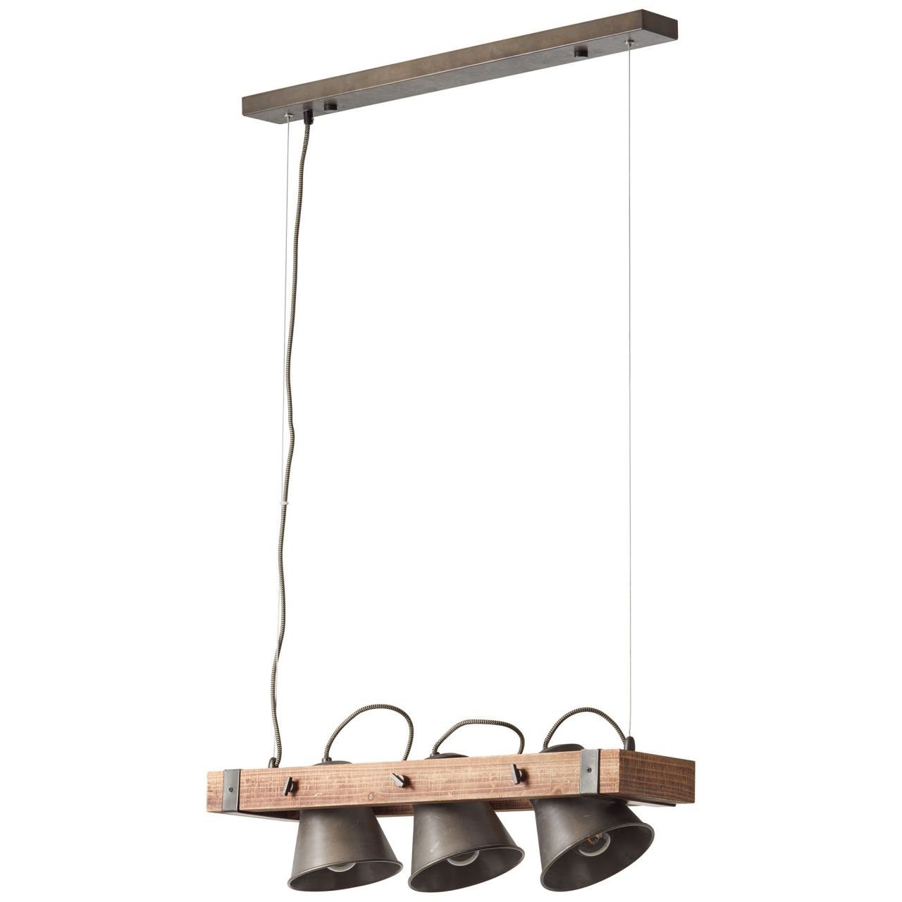 Brilliant Pendelleuchte Plow, ohne Leuchtmittel, Hängelampe 3flg, schwenkbar, stahl/holz