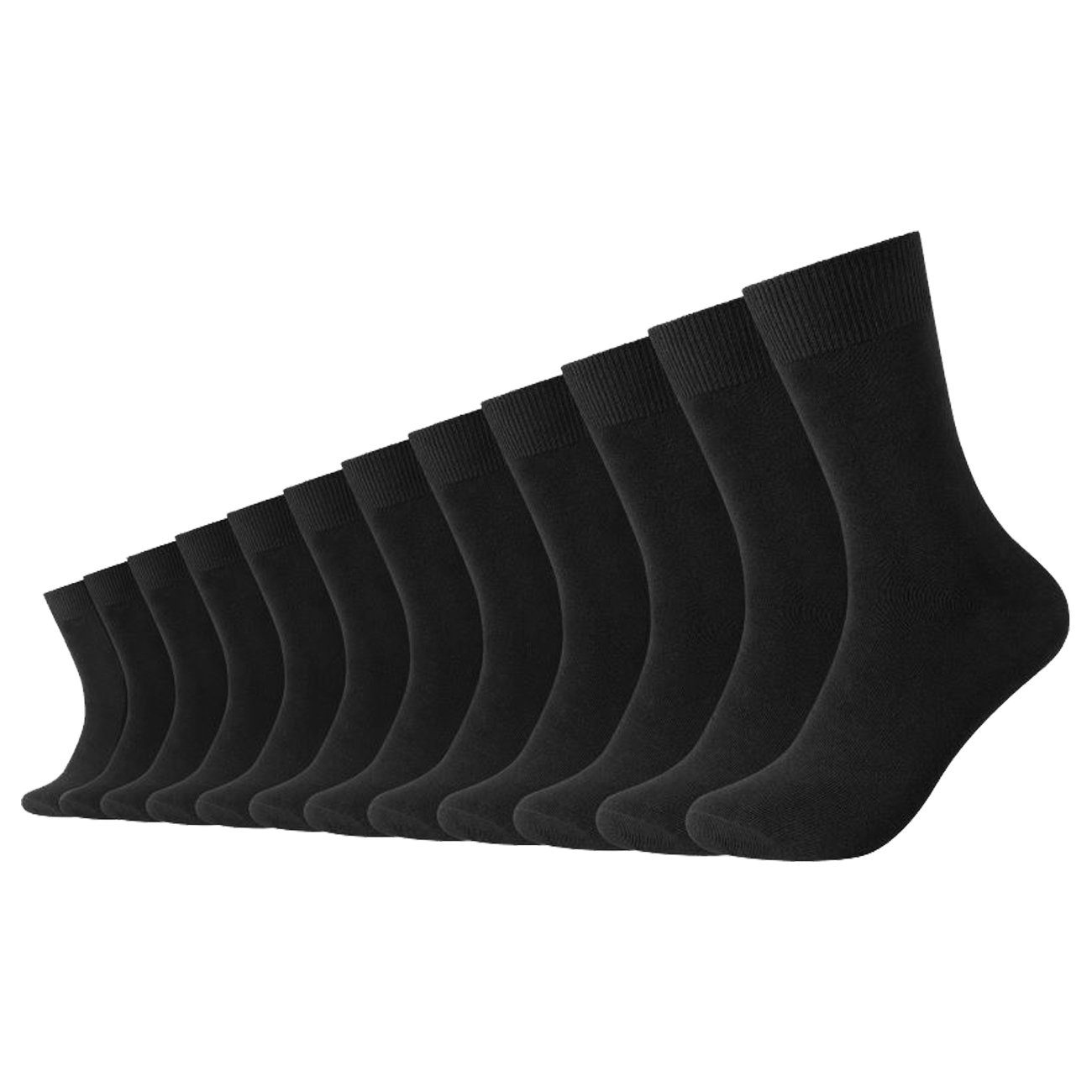 Camano Langsocken Unisex Socken Comfort pflegeleichter (9999) Baumwollmischung Crew Black Cotton aus Regularsocken (12-Paar)