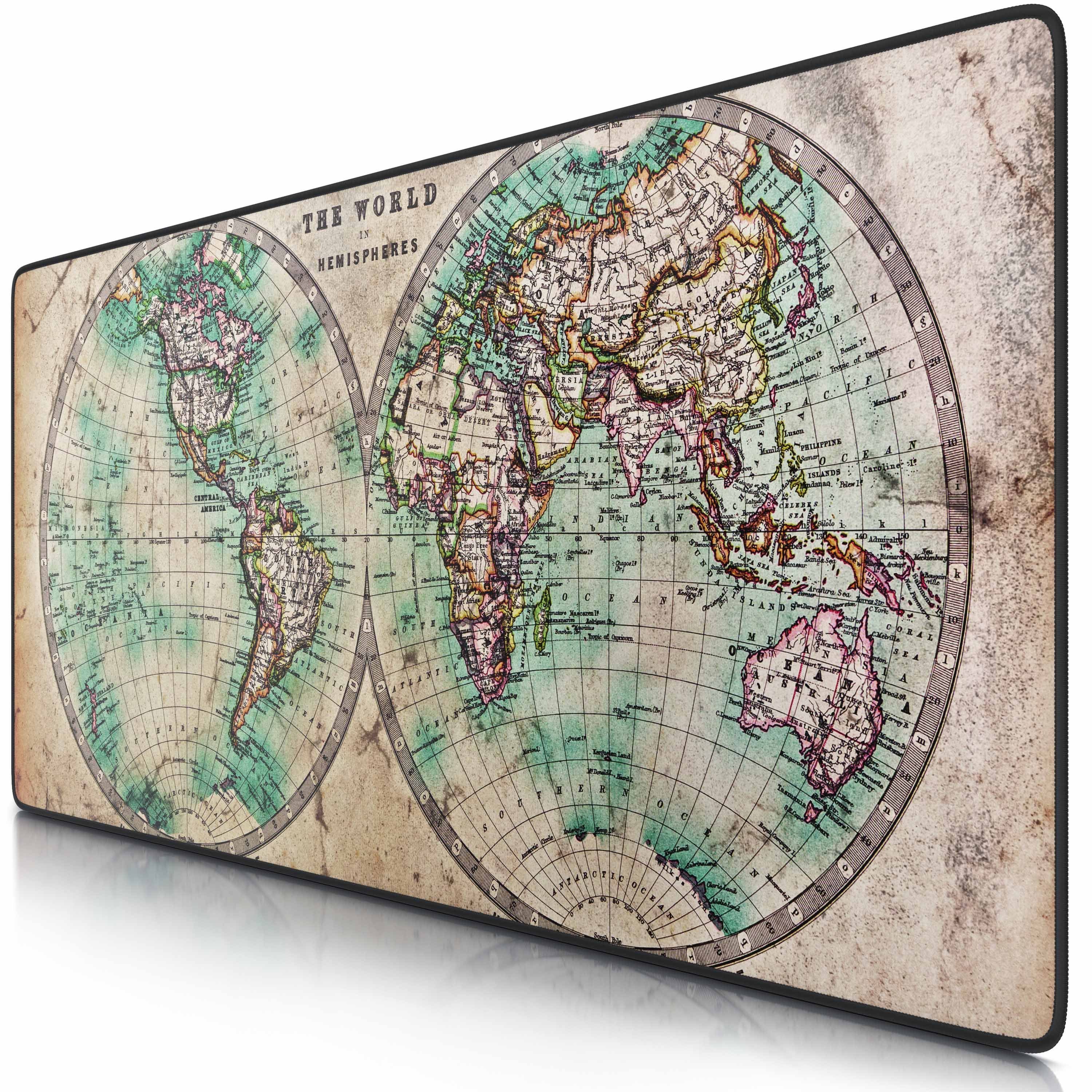 CSL Gaming Mauspad XXL Speed Mousepad 900 x 400 x 3 mm, große Tischunterlage, rutschfest, abwaschbar, Geschwindigkeit & Präzision, Old Map