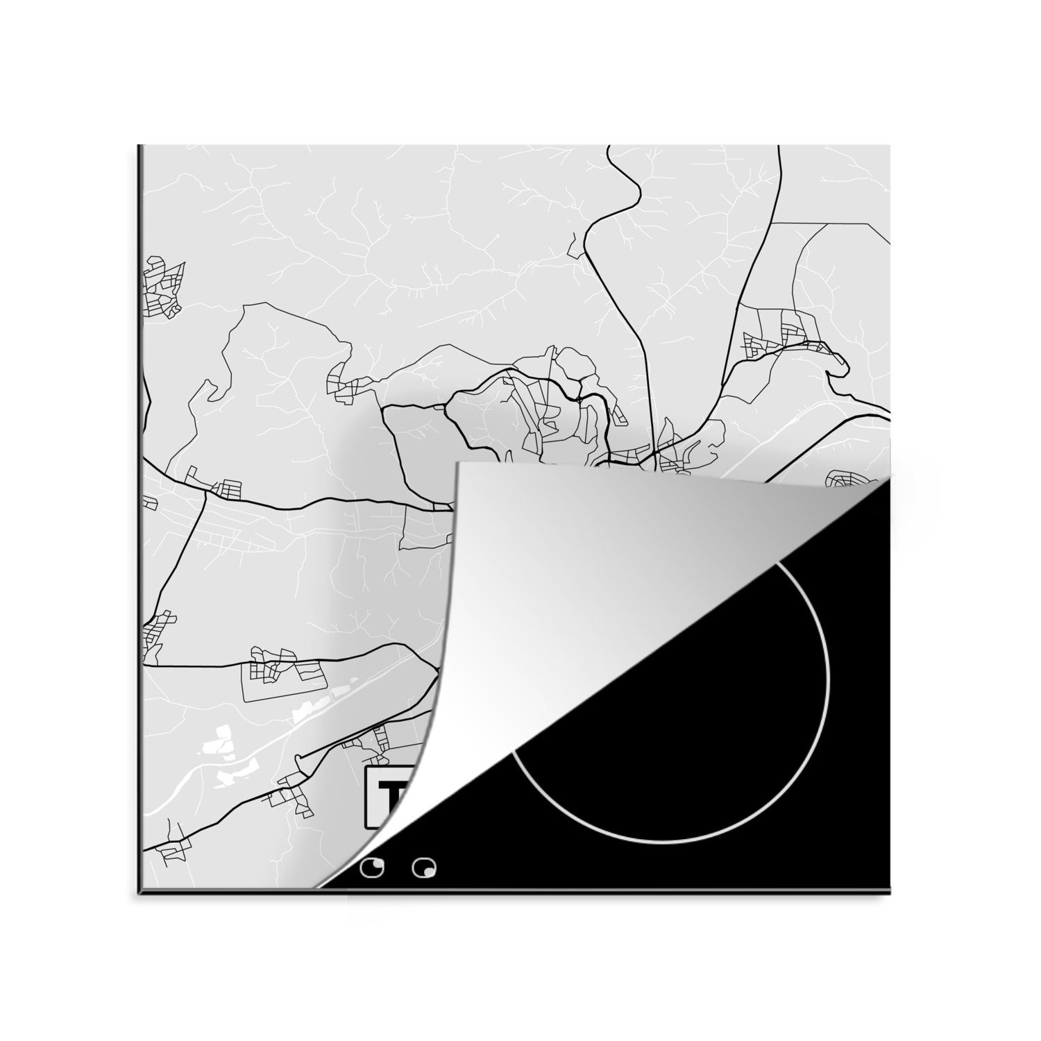 MuchoWow Herdblende-/Abdeckplatte Deutschland - Karte - Tübingen - Stadtplan, Vinyl, (1 tlg), 78x78 cm, Ceranfeldabdeckung, Arbeitsplatte für küche | Herdabdeckplatten