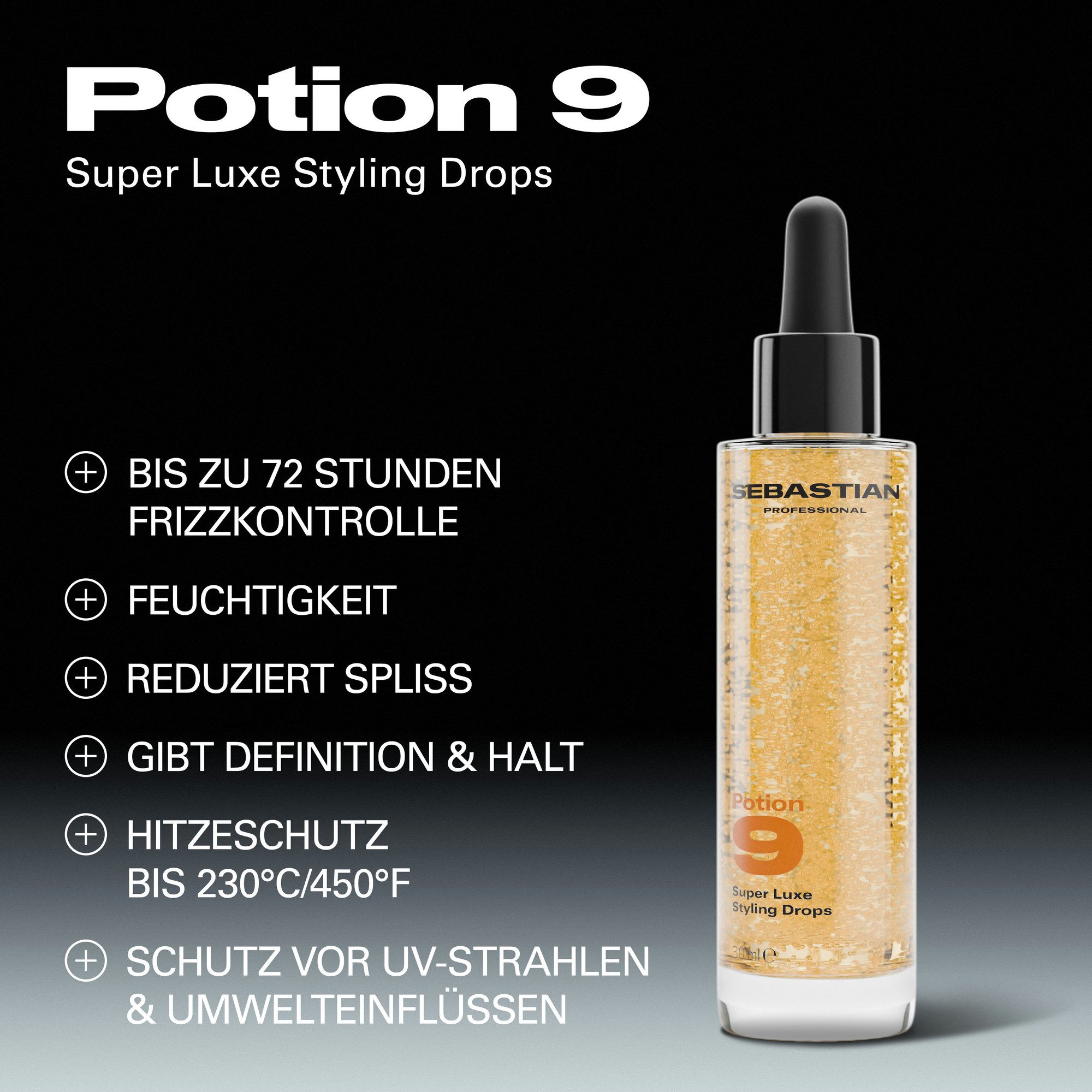 Sebastian Professional Haarfluid Potion 9 Drops, für geschädigtes, glanzloses, trockenes und widerspenstiges Haar