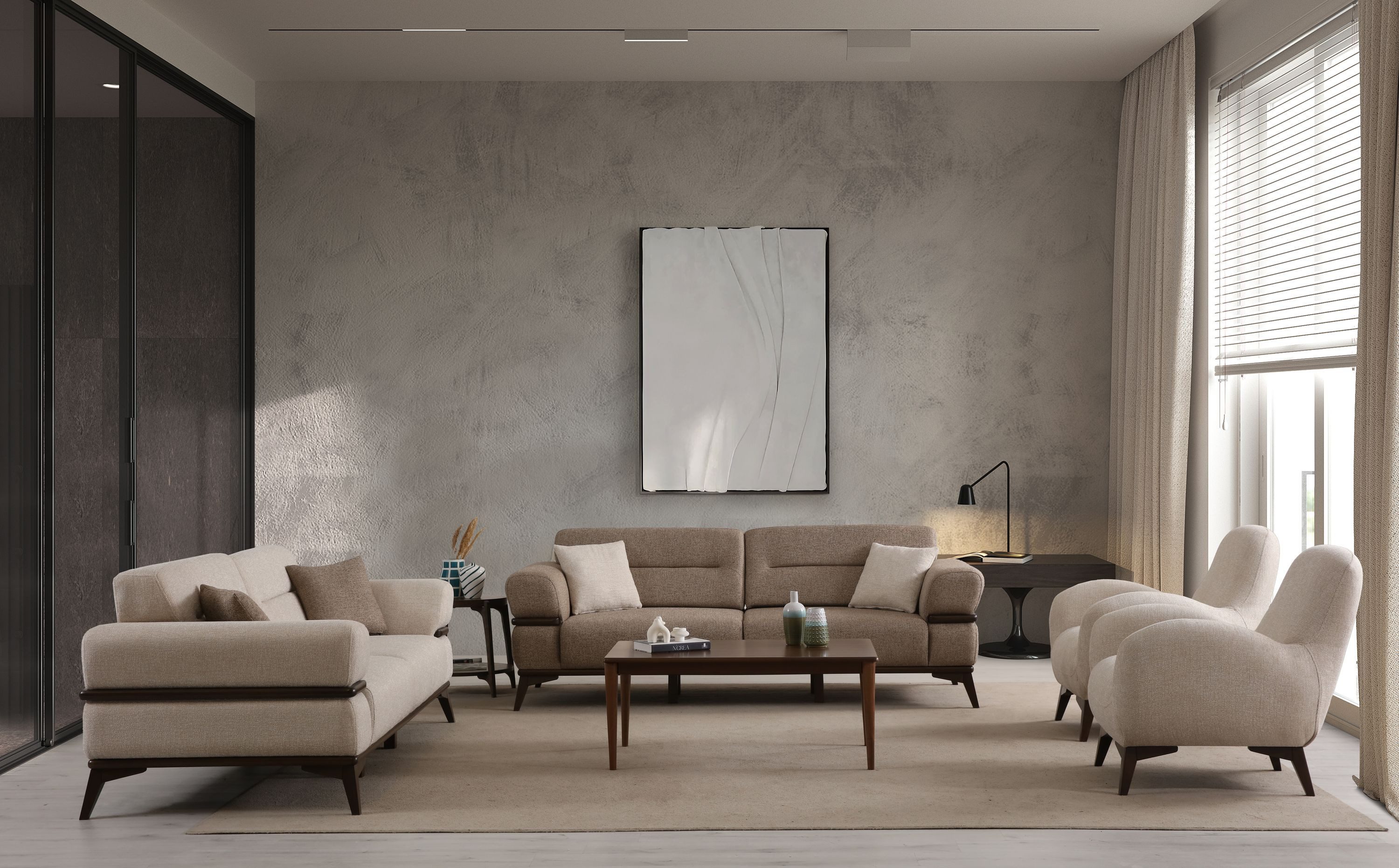 Nobelaa Sofa Sitzgruppe/Sofa Set - Wohnzimmergarnitur "Bayleaf" 3+3+1
