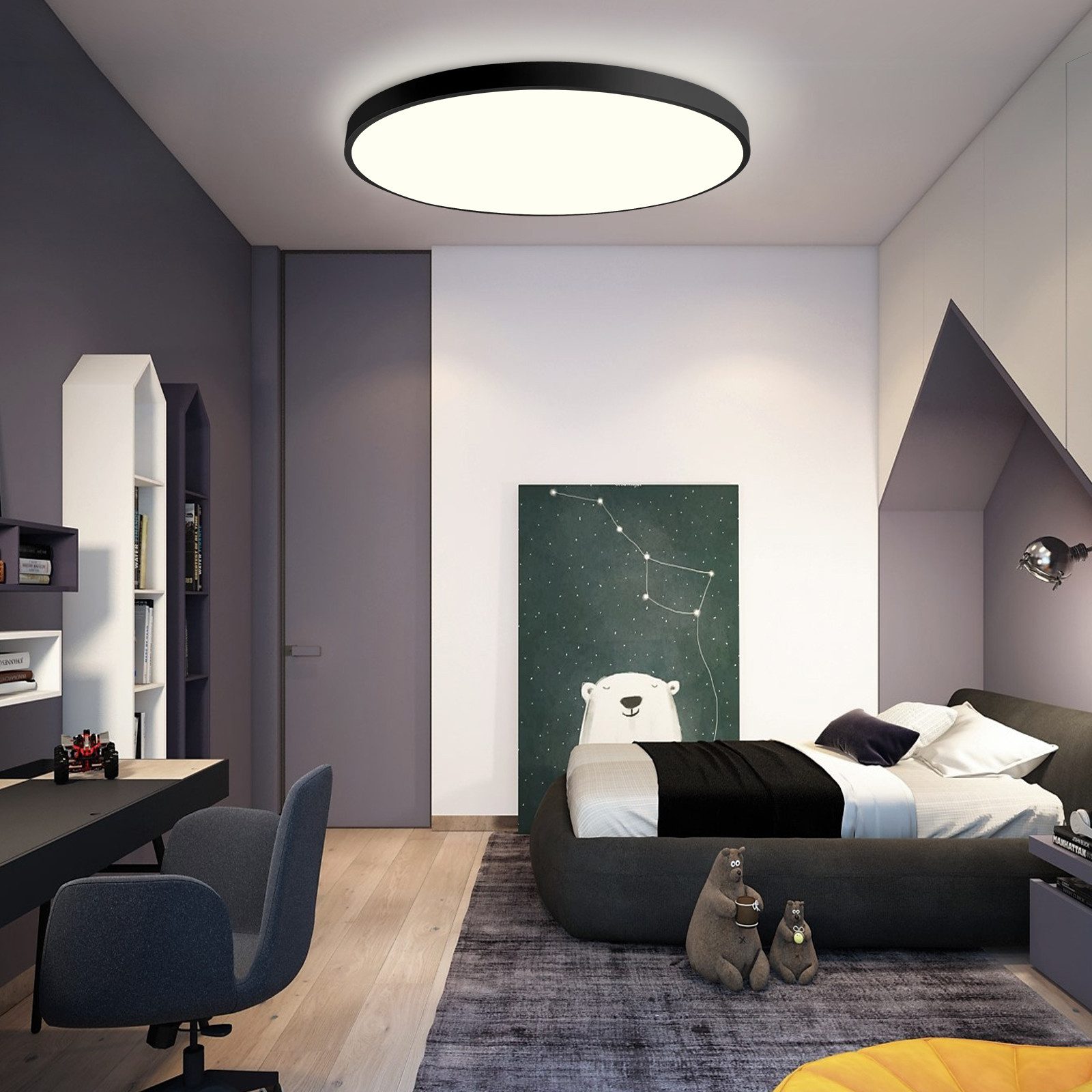 JDONG LED Deckenleuchte Flach Rund Weiß Deckenlampe 24W/36W/54W, Durchmesser 30CM/40CM/50CM, Dimmabr 3000-6000K, LED fest integriert, 3000K Warmweiß, für Schlaf – Bild 4 von 5