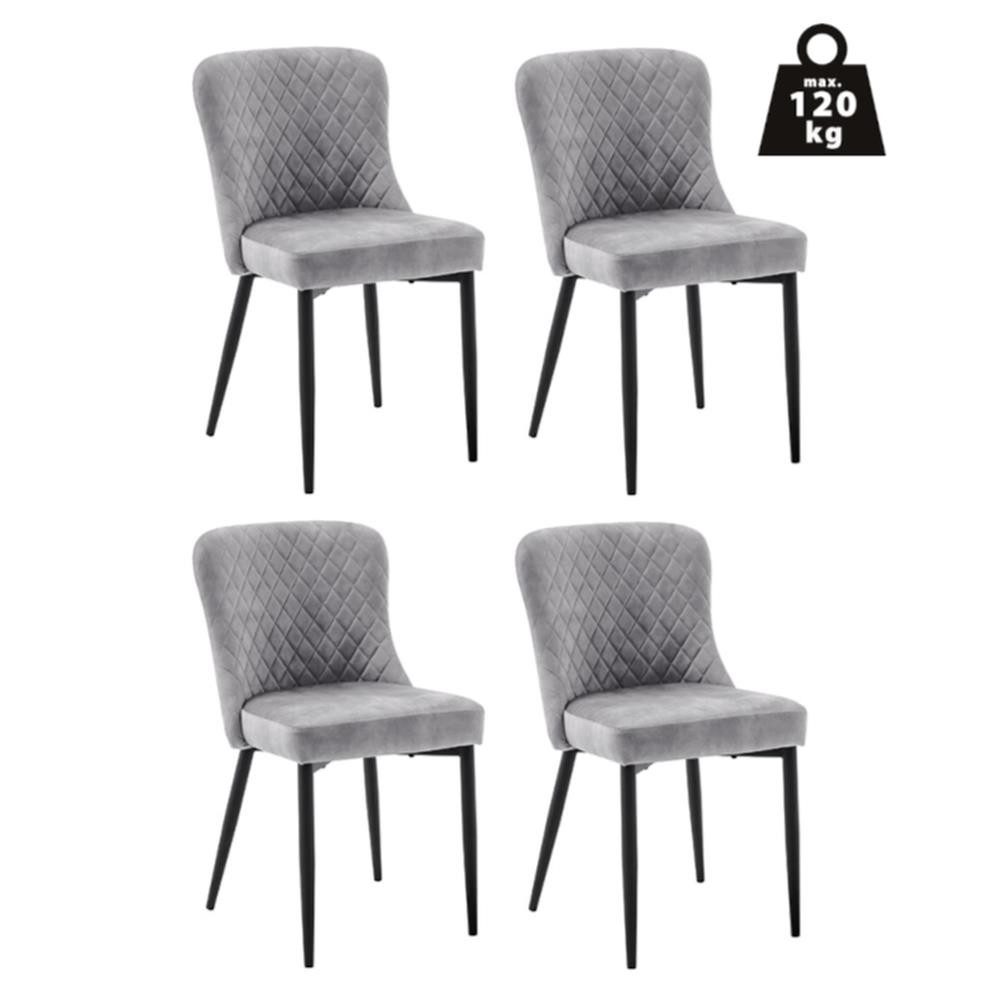 freiraum Esszimmerstuhl ABOSHI (4er Set), (4er Set) Taschenfederkern, Bezug Grau - 46x85x58 (BxHxT)