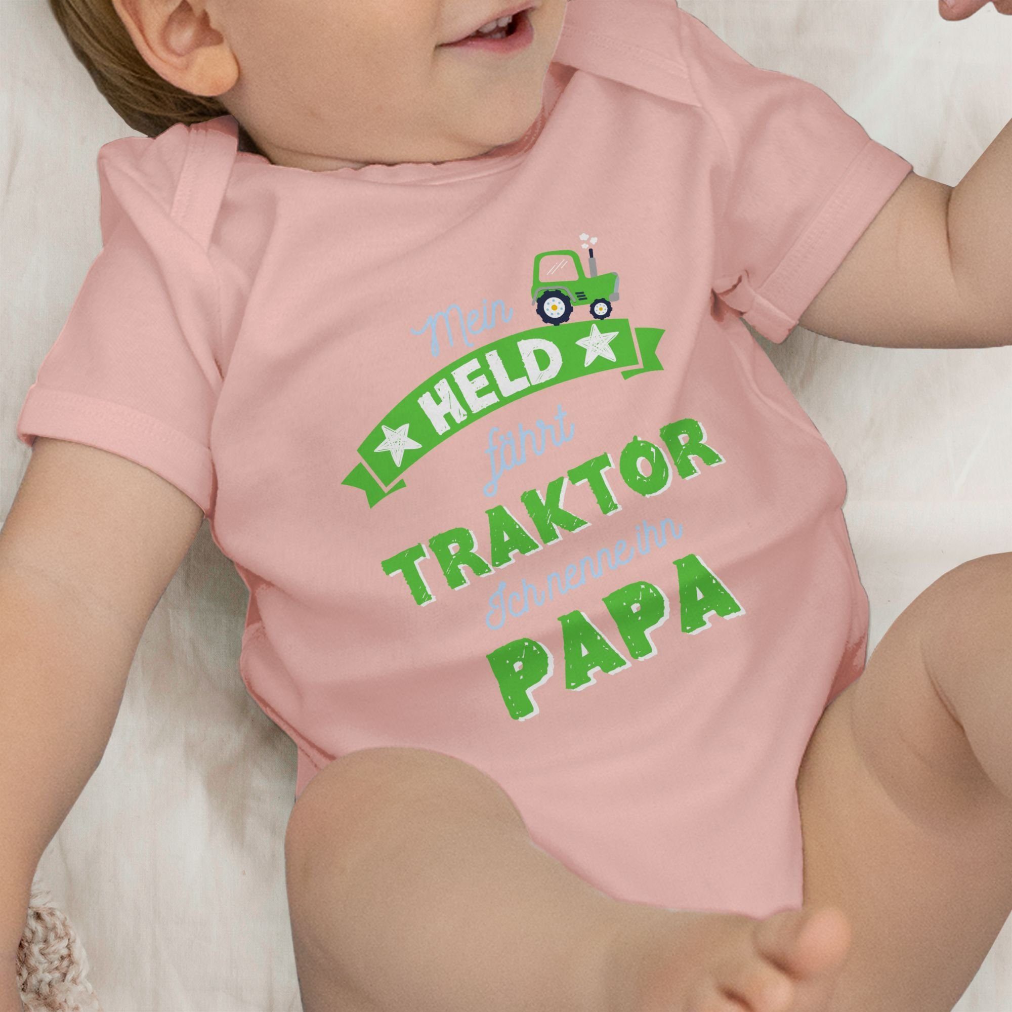 Shirtracer Shirtbody Mein Held fährt Babyrosa Traktor Papa Baby 3 Vatertag Geschenk