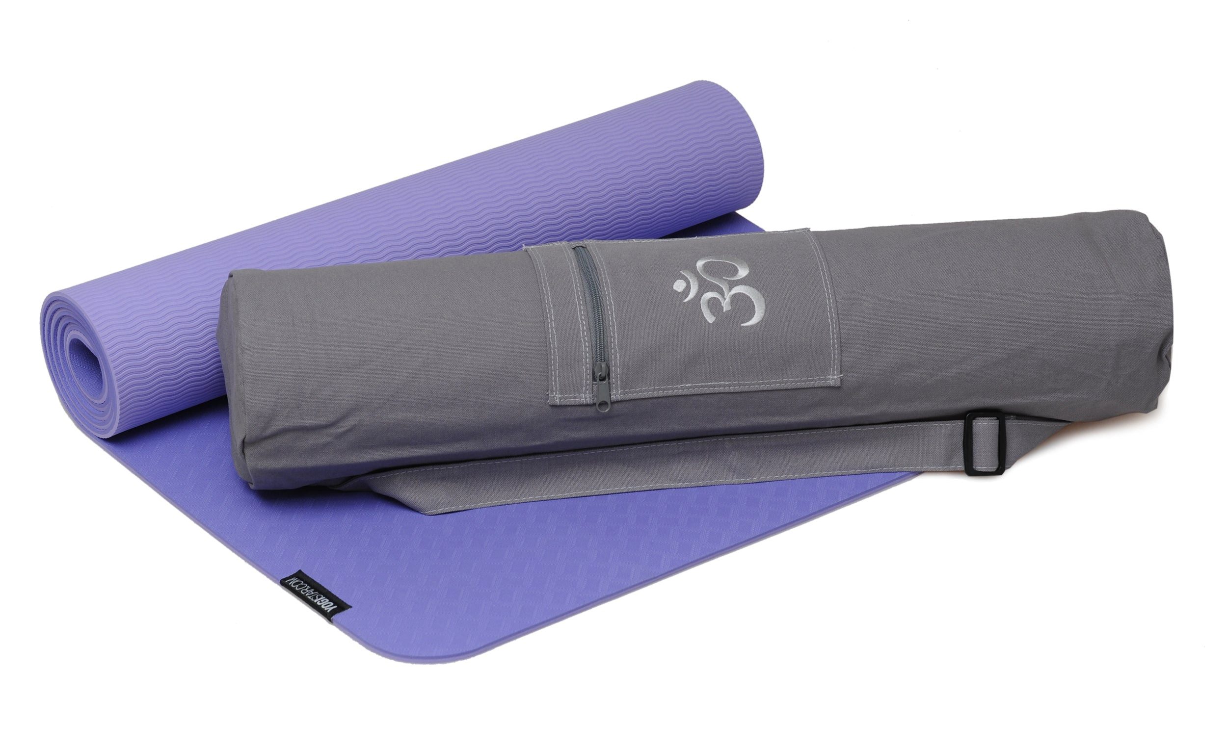 Yogistar Yogamatte Yoga-Set Starter Edition - comfort (Yogamatte pro + Yogatasche OM) (Yogamatte, Yogatasche, 2-St., Yogamatte, Yogatasche), Yoga-Set: rutschfeste Matte & Baumwolltasche, ideal für Einsteiger
