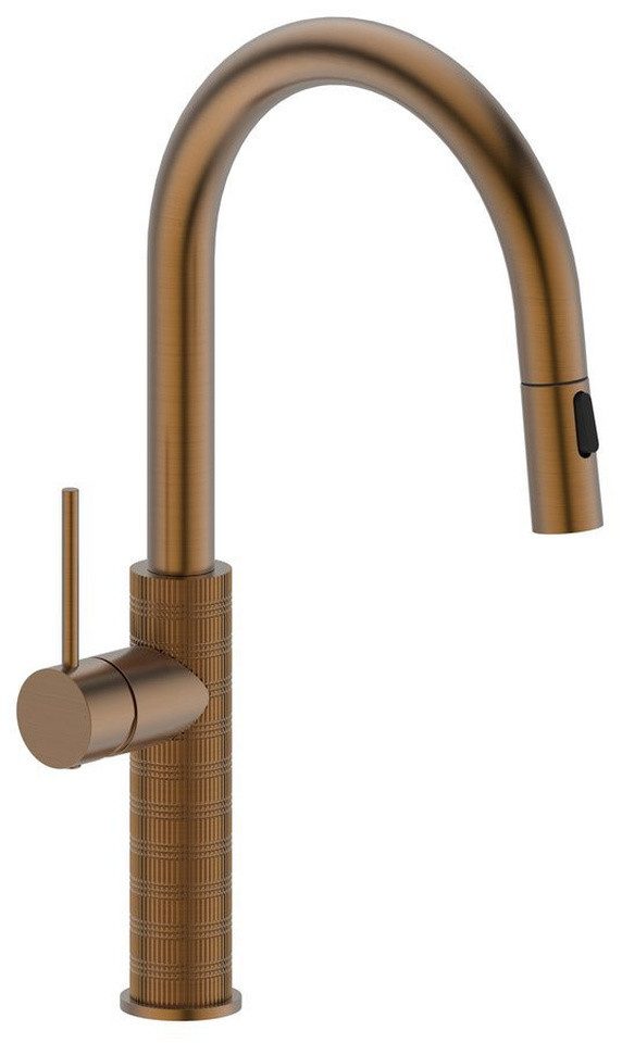 Sapho Küchenarmatur FLAWO Küchenarmatur mit ausziehbarer Spülbrause, Kupfer matt Sapho-FR576PG
