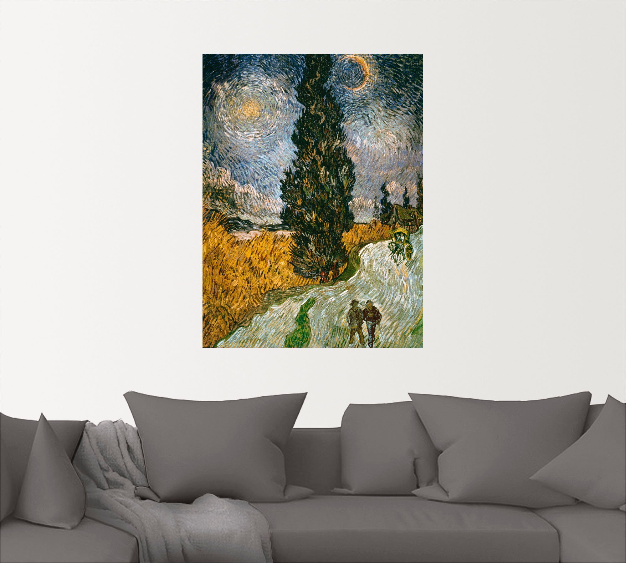 Artland Wandbild Zypresse Größen als Wandaufkleber St), Bäume den Poster gegen versch. oder Leinwandbild, in (1 Sternenhimmel