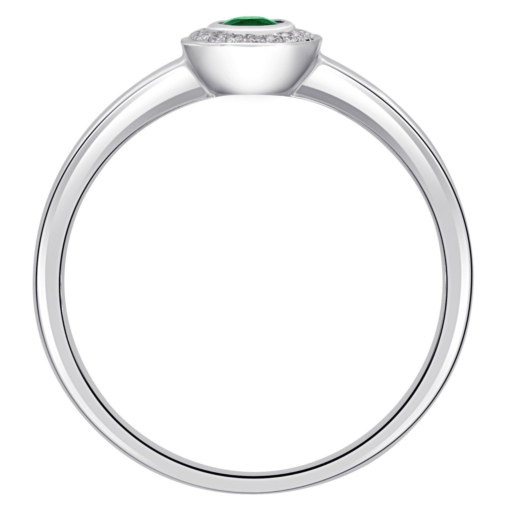 Smaragd ct Weißgold, aus ELEMENT 0,05 Diamant ONE 585 Ring Diamantring Schmuck Brillant Damen Gold
