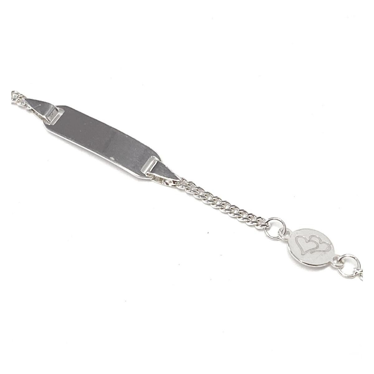 Edelschmiede925 Silberarmband Identband Kinder 925 Sterling Silber "Doppelherz" - gravierbar -