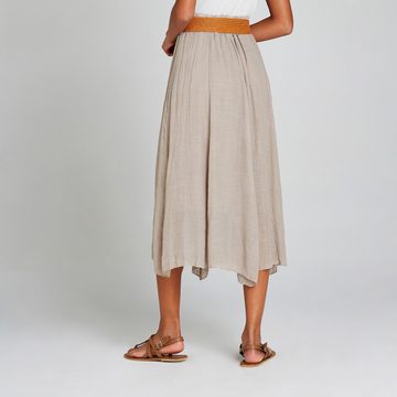 Apricot Midirock Crinkle Shimmer Belt Midi Skirt, mit Flechtgürtel, im Crinklelook