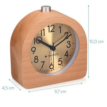 Navaris Reisewecker Analog Holz Wecker mit Snooze, Retro Uhr Halbrund/Quadrat