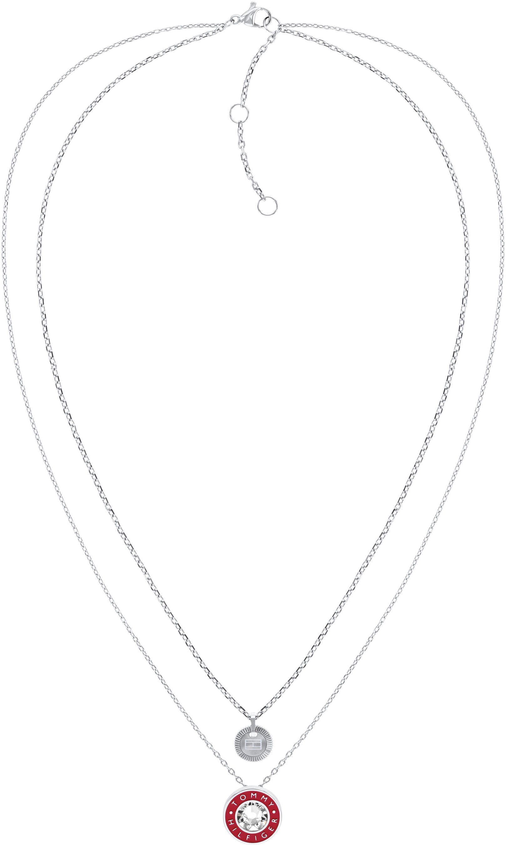 Tommy Hilfiger Kette mit Anhänger LAYERED ENAMEL, 2780803, mit Glasstein