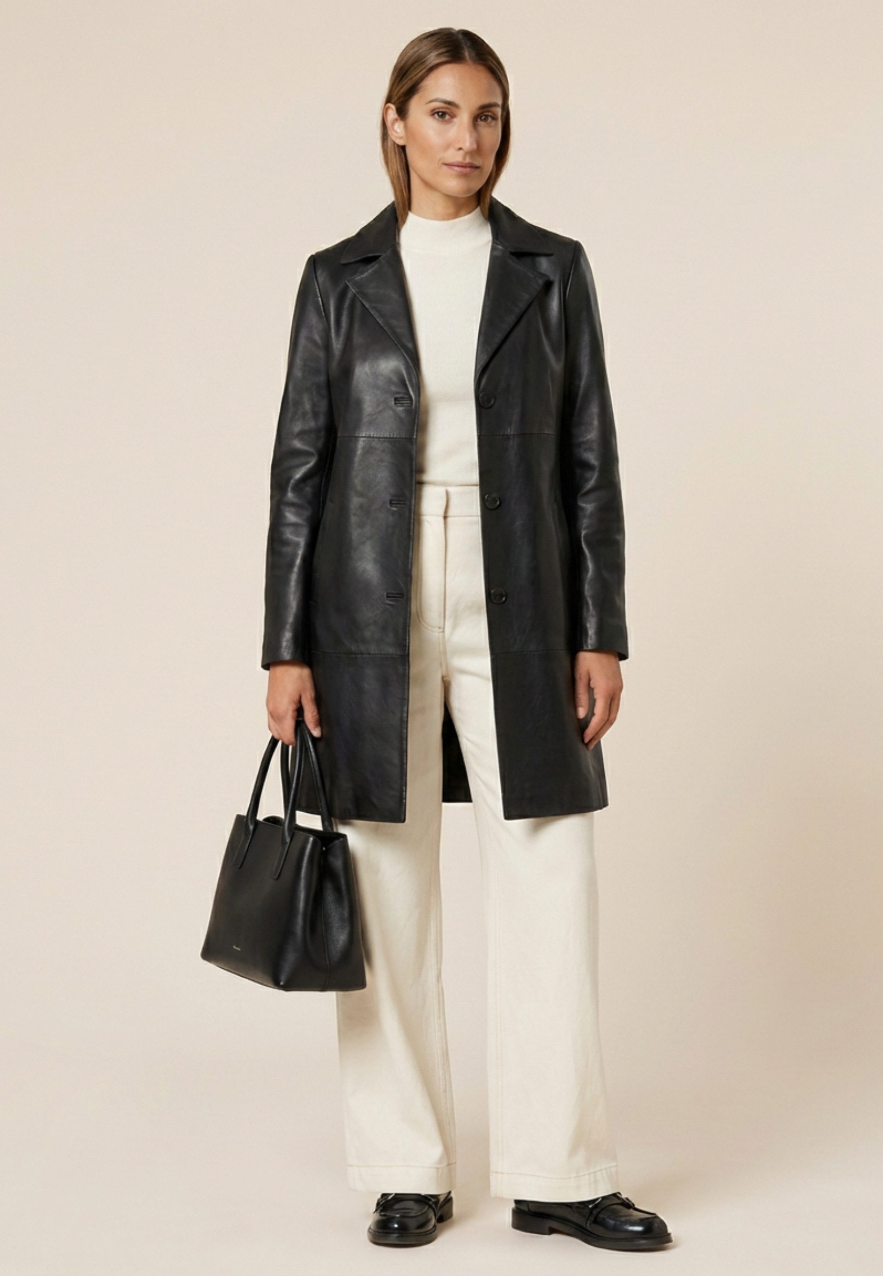 RICANO Ledermantel Marzia Handgefertigt aus echtem Leder