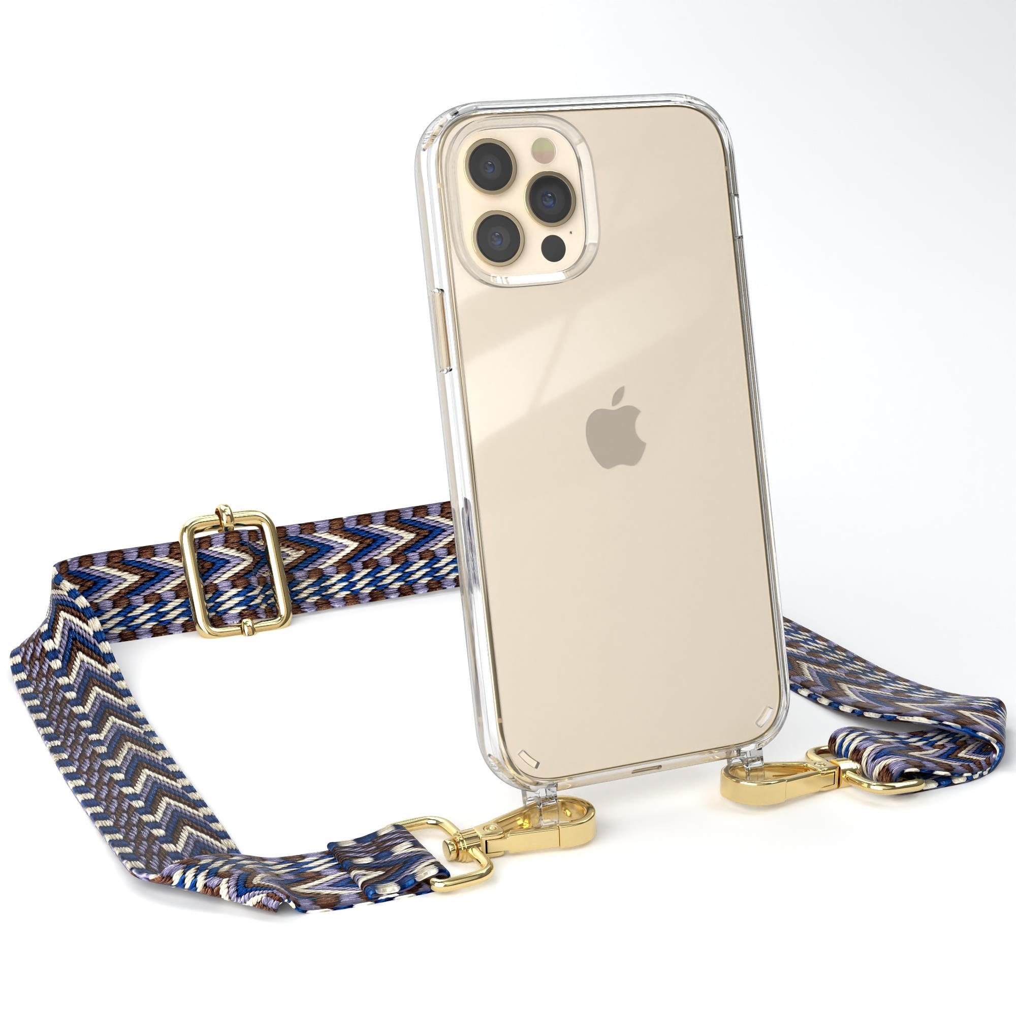 EAZY CASE Handykette Boho Umhängeband für iPhone 12 / iPhone 12 Pro 6,1 Zoll, Phone Chain nutzbar als Bauchtasche Body Case Riemchen mit Hülle Weiß
