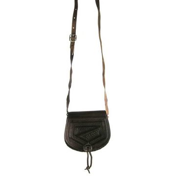 SIMANDRA Handtasche Umhängetasche aus Leder Oval, Dunkelbraun