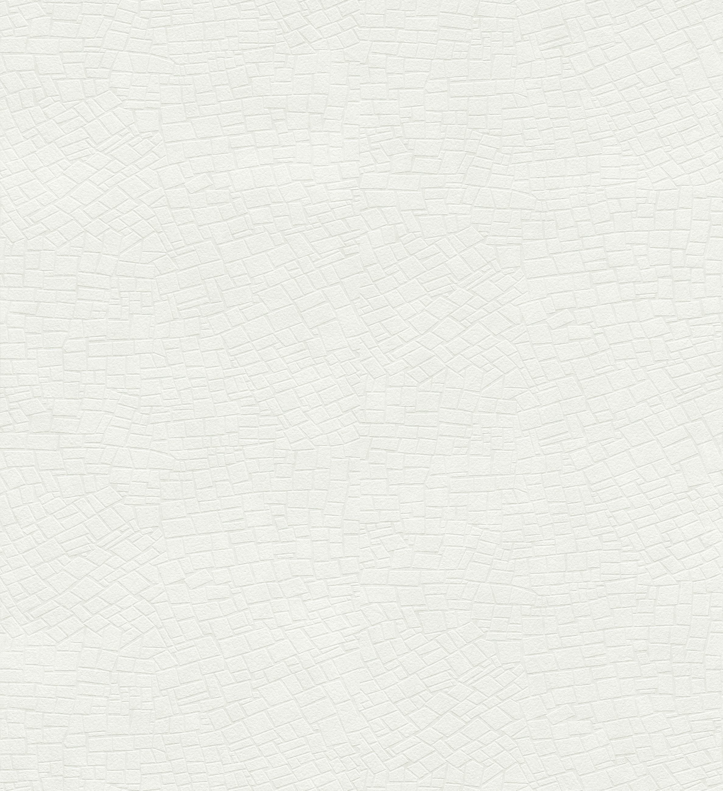 Rasch Vliestapete Wallton, aufgeschäumt, Mosaik, uni, (1 St), doppelbreit (106cm), überstreichbar