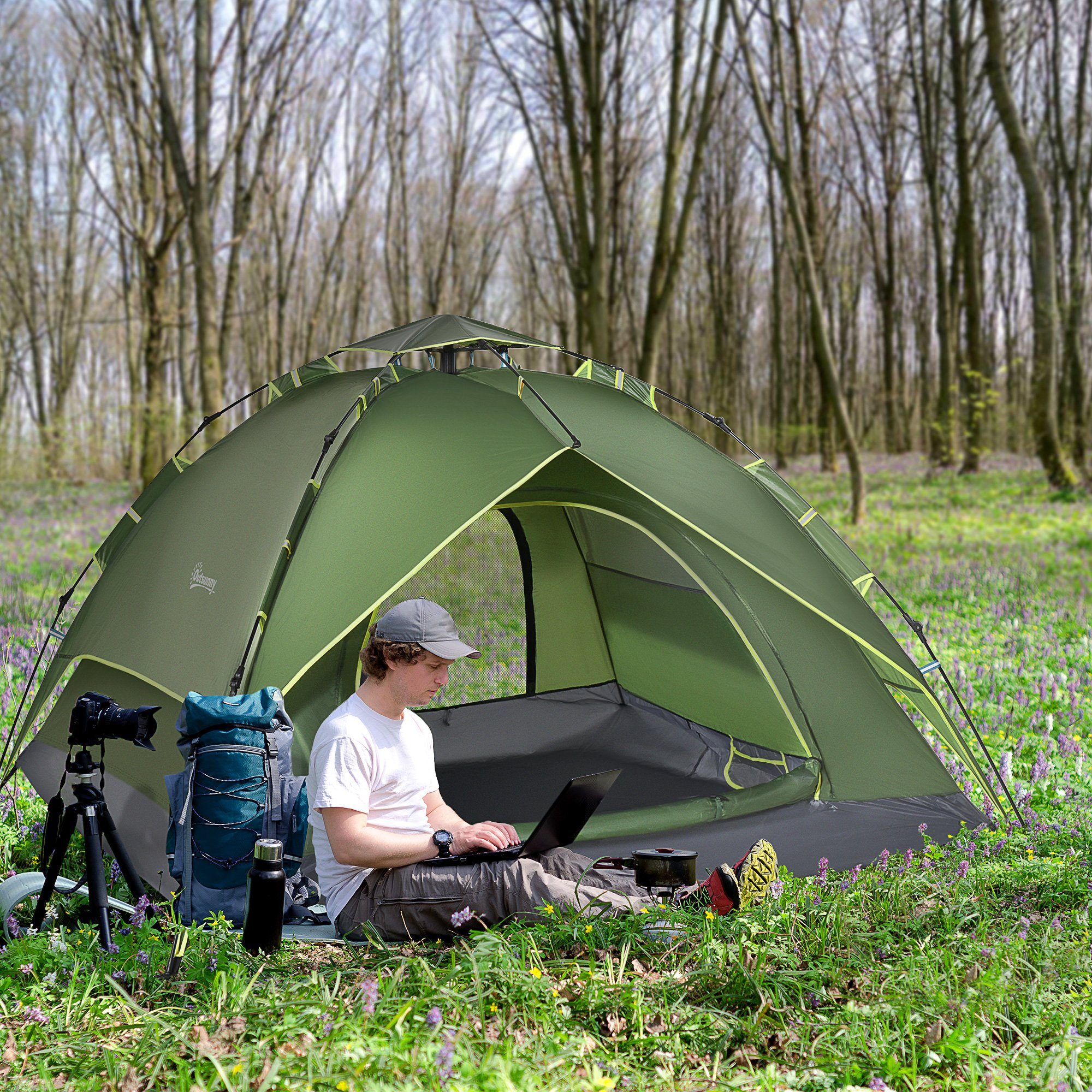 Outsunny Kuppelzelt Familienzelt, Personen: 2 (Campingzelt, günstig online kaufen