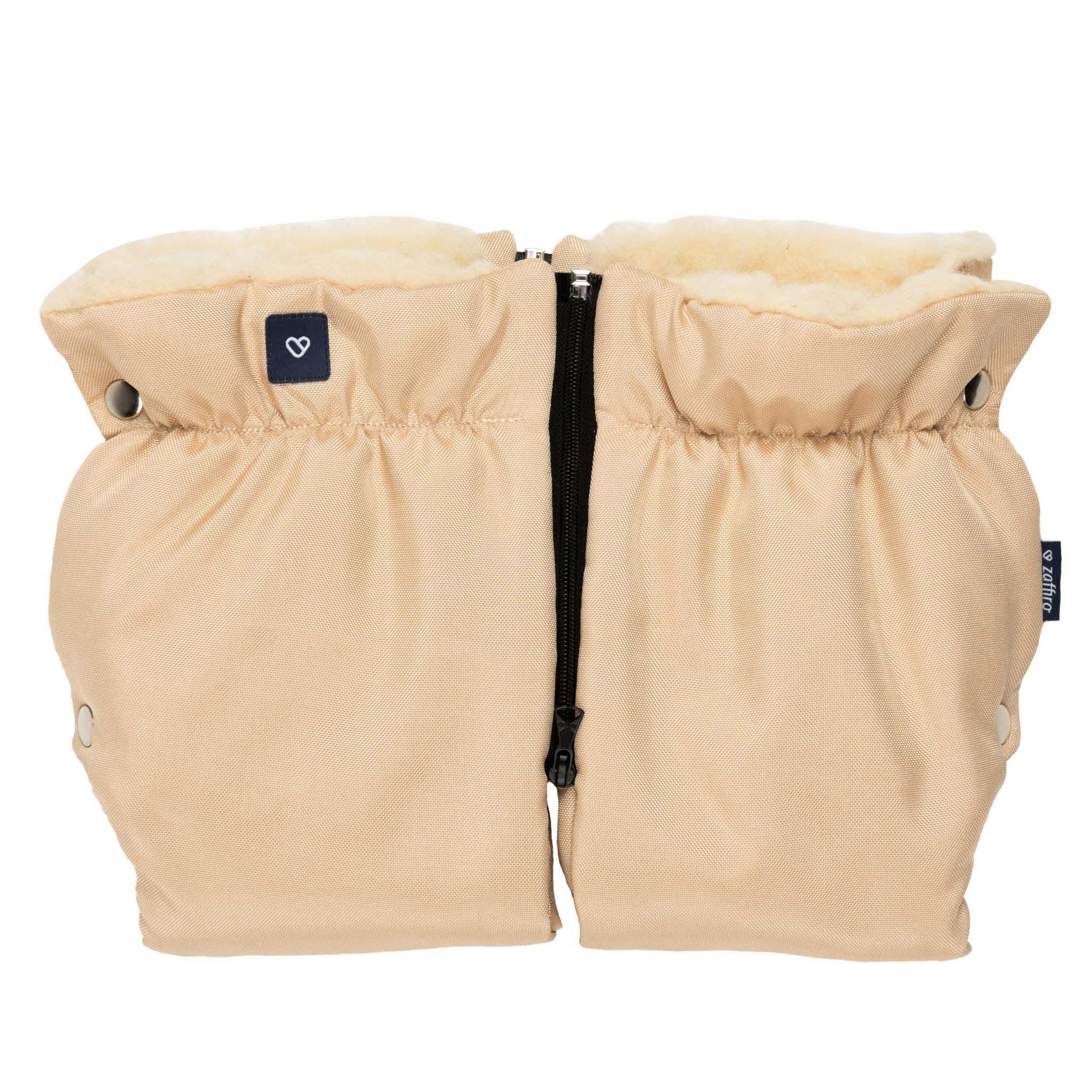 Zaffiro Kinderwagen-Handwärmer Handschuhe für Kinderwagen mit Lammwolle Lammfell, 2 Teile, Natürliche Schafwolle, Winddicht und wasserdicht