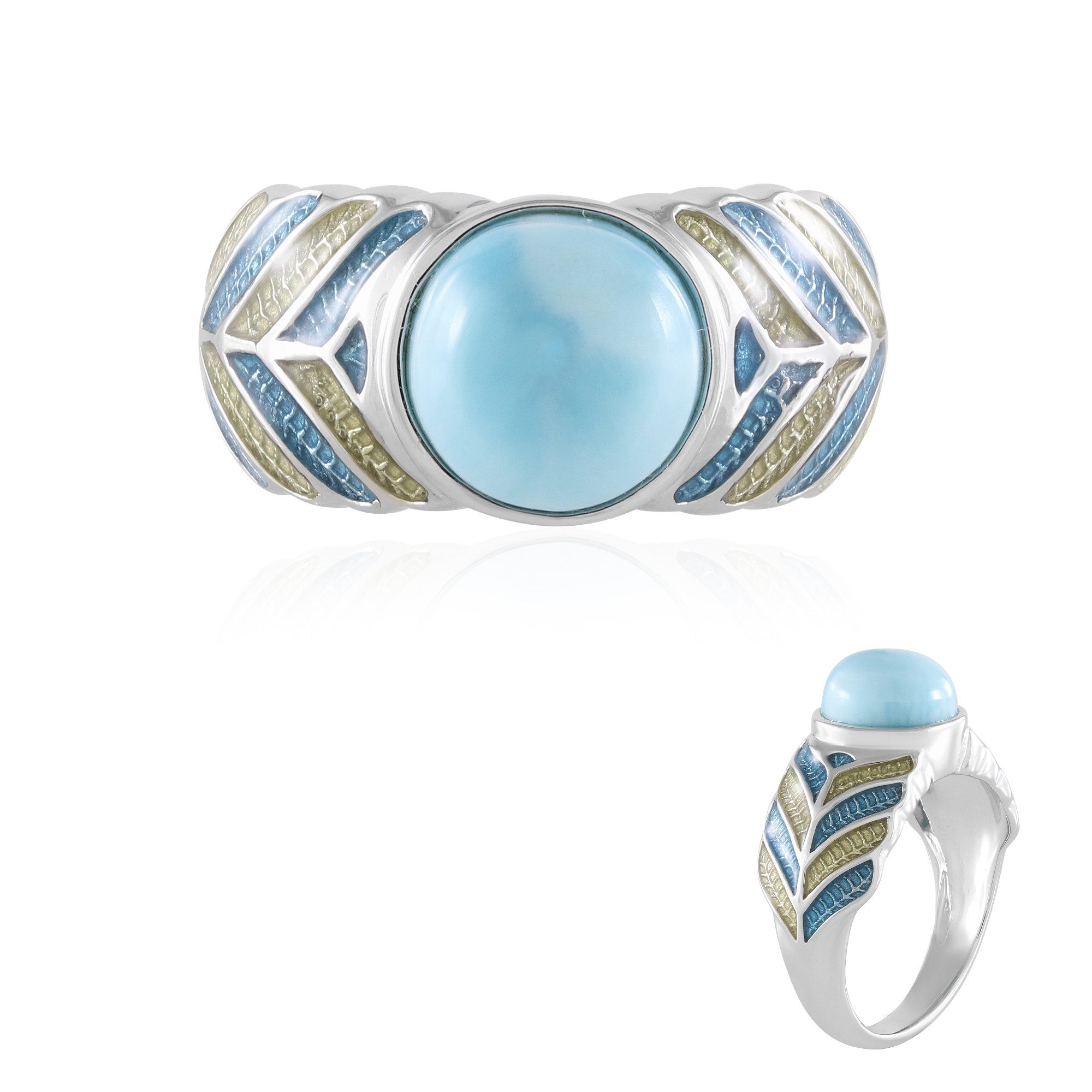 Cavill Silberring Cavill Larimar Ring 1,8 ct Sterlingsilber mit blau-grünen Akzenten (1-tlg)