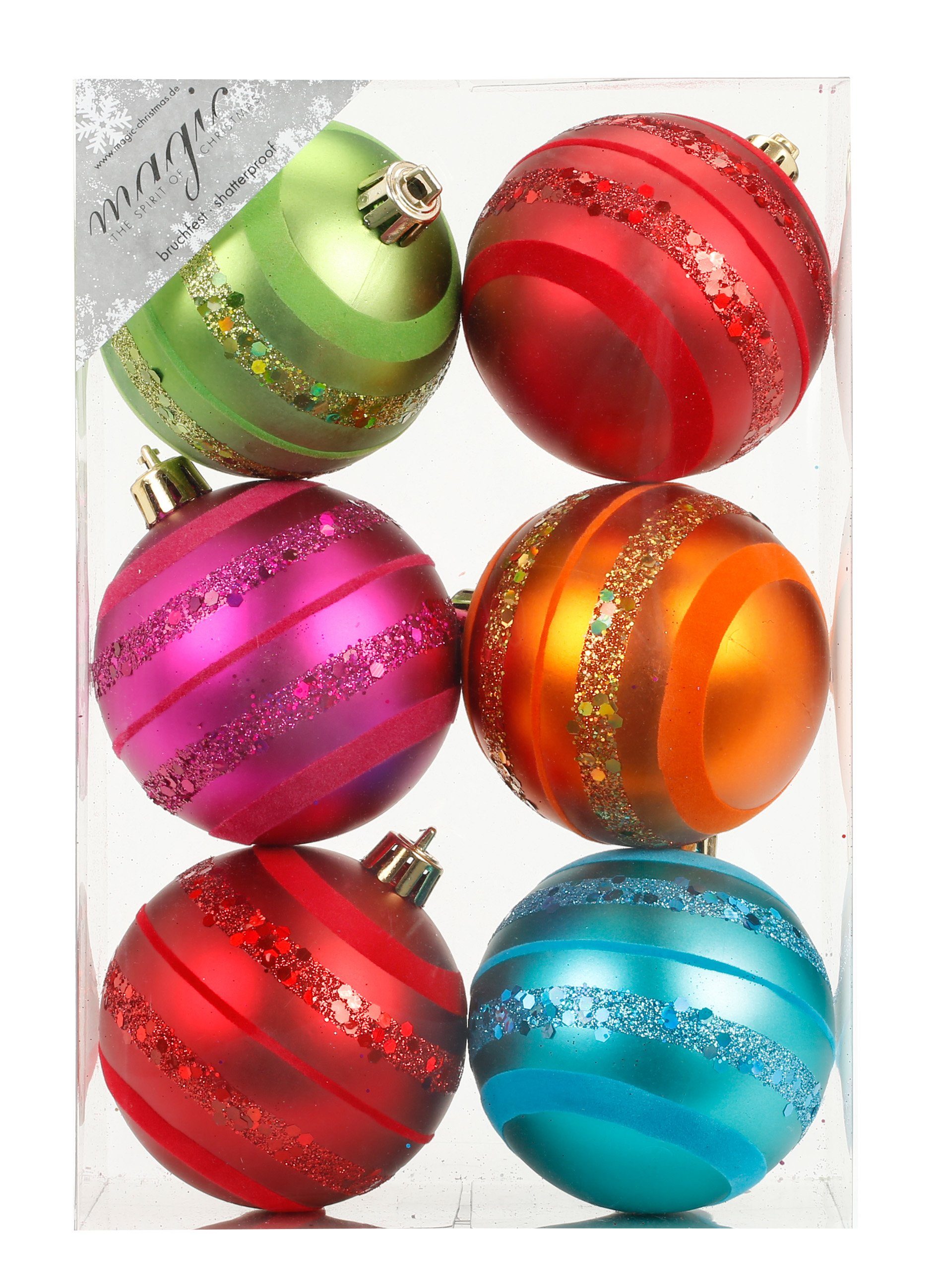 MAGIC by Inge Weihnachtsbaumkugel, Новогодние шары Dekorierte Kugeln Kunststoff 8cm 6er Set Mille Fiori