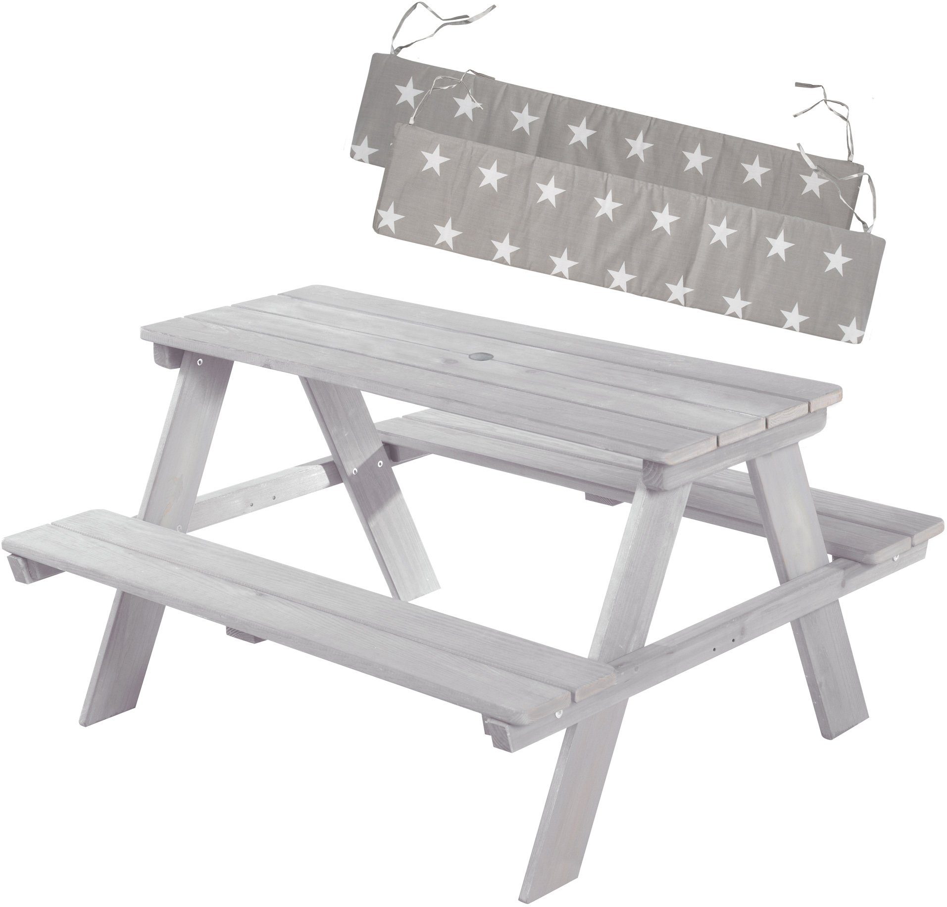 roba® Kindersitzgruppe Picknick for 4 Outdoor +, Grau, (Set), mit abgerundeten Ecken; inklusive Sitzauflagen Â»Little StarsÂ«