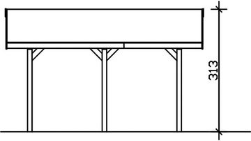 Skanholz Einzelcarport Wallgau, BxT: 380x500 cm, 215 cm Einfahrtshöhe, 380x500cm, mit Dachlattung