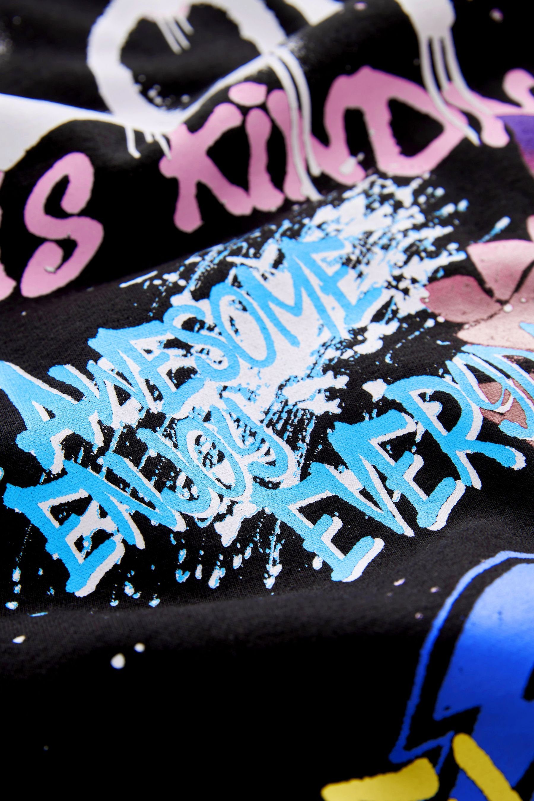 Next Longsweatshirt Langes Black Kapuzensweatshirt Printed (1-tlg) Graffiti