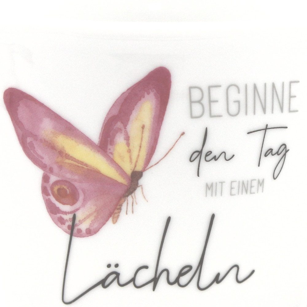 Dekohelden24 Tasse Maxi - Kaffeebecher Porzellan Motiv: Beginne den Tag mit einem Lächeln, Porzellan, Spülmaschinengeeignet.