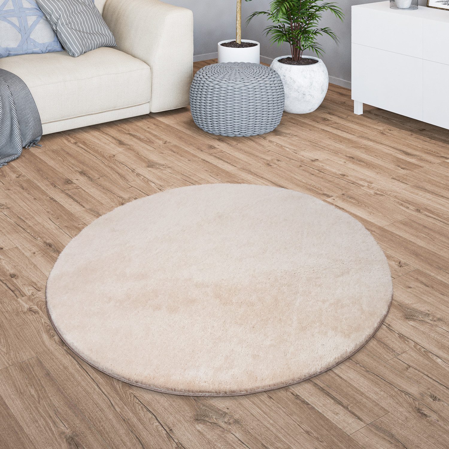 TT Home Teppich, Rund, Höhe: 14 mm, Wohnzimmer Kurzflor Einfarbig Modernes günstig online kaufen