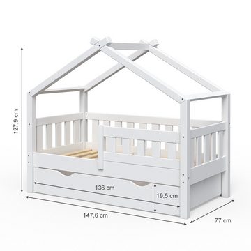 VitaliSpa® Kinderbett Babybett Jugendbett 70x140cm DESIGN Weiß Matratze