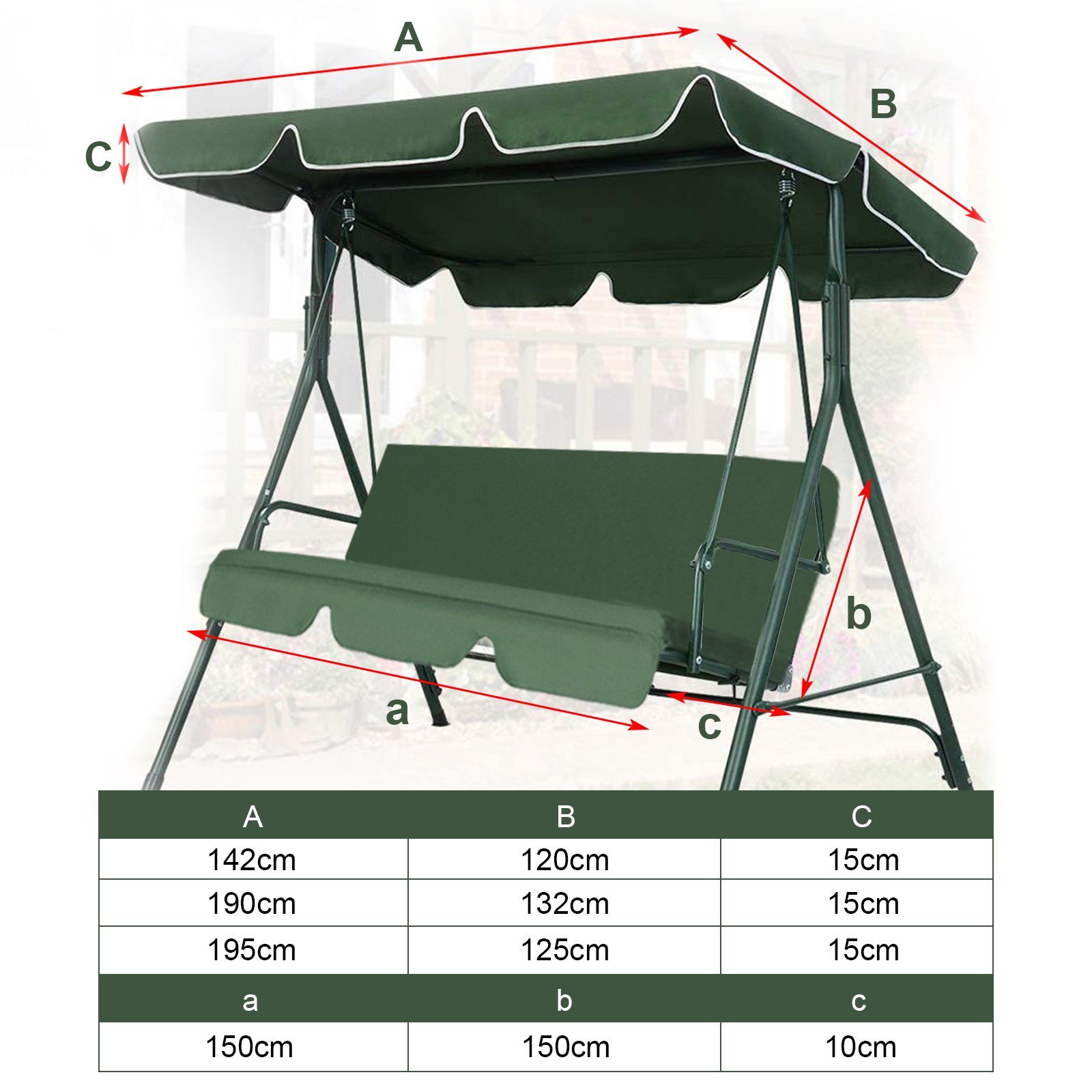 Rosnek Gartenmöbel-Schutzhülle Swing Sitzbezug und Oxford-Stoff, Freien, Wasserdicht, für Hängesessel & im Patio Überdachung Grün
