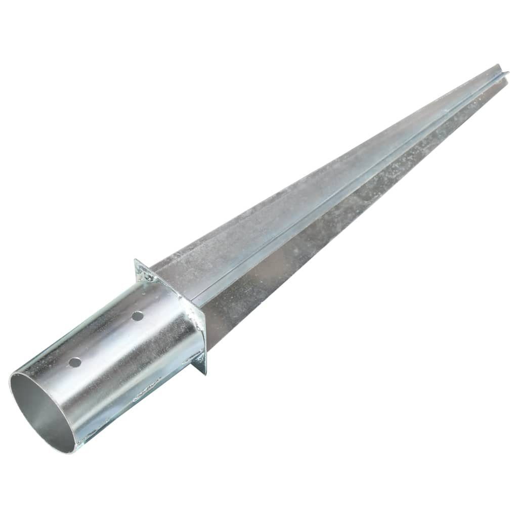 vidaXL Einschlagbodenhülse 8 x 61 cm Erdspieße 2 Stk Silbern Verzinkter Stahl Bodenhülse Bodenspi