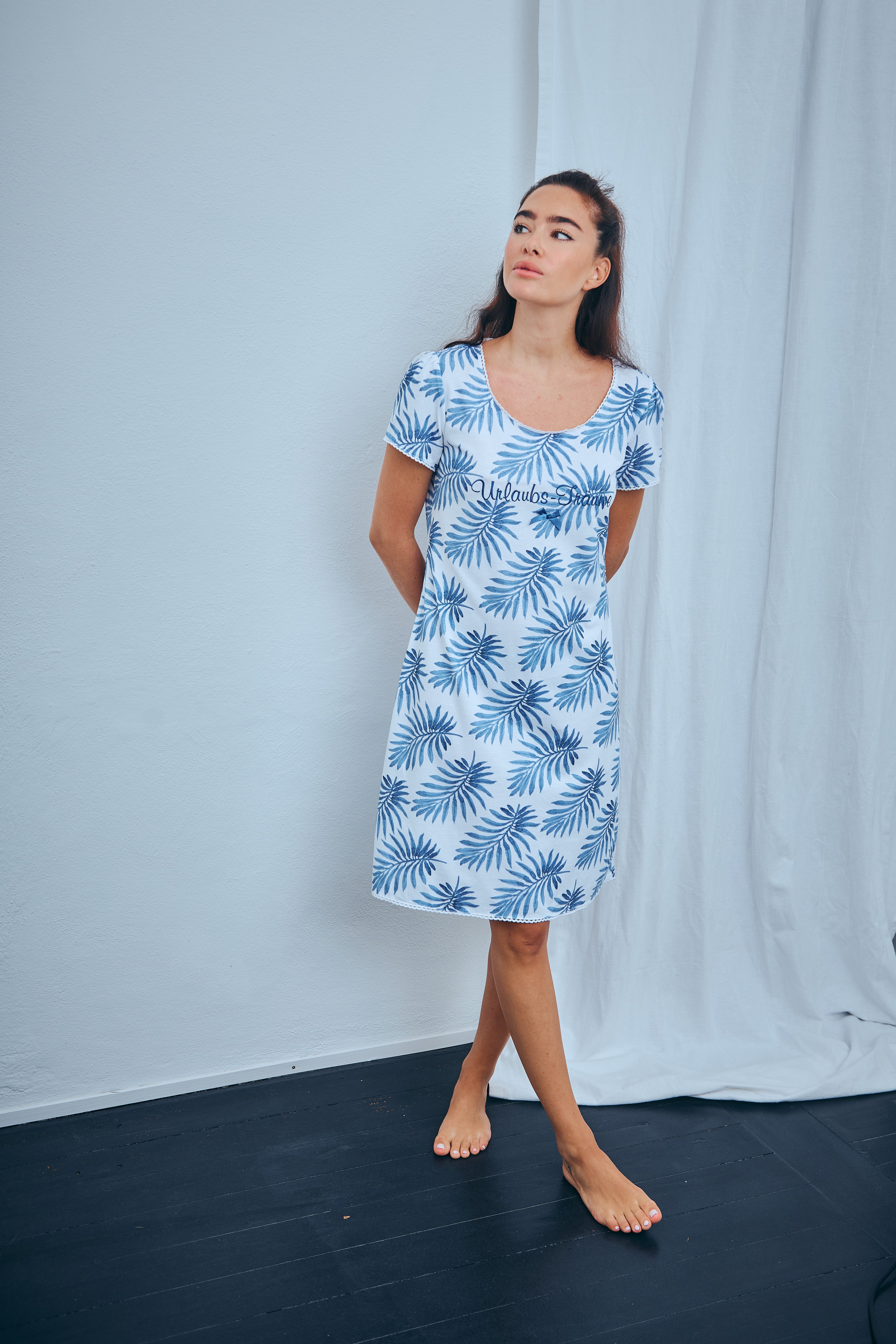 Louis & Louisa Nachthemd Nachtkleid "Urlaubsträume" blau allover