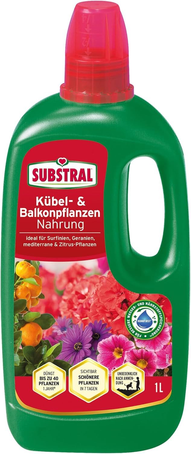 Evergreen Pflanzenstärkungsmittel Substral Spezial-Flüssigdünger für Kübel- & Balkonpflanzen, 1 Liter