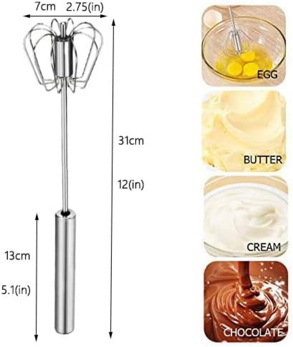 FELIXLEO Schneebesen Halbautomatischer Schneebesen 12 Zoll Edelstahl Küchen Rührbesen