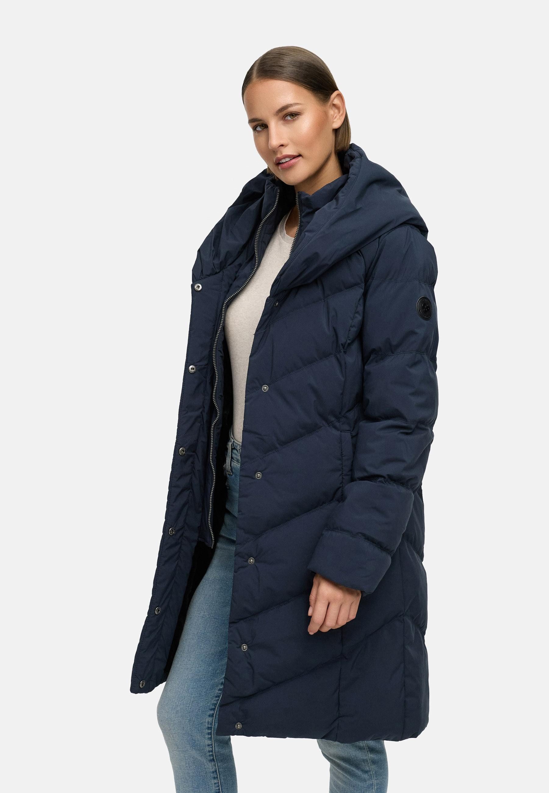 Ragwear Steppmantel Natalka Soft YOUMODO Warmer Wintermantel mit hohem Kragen und Kapuze