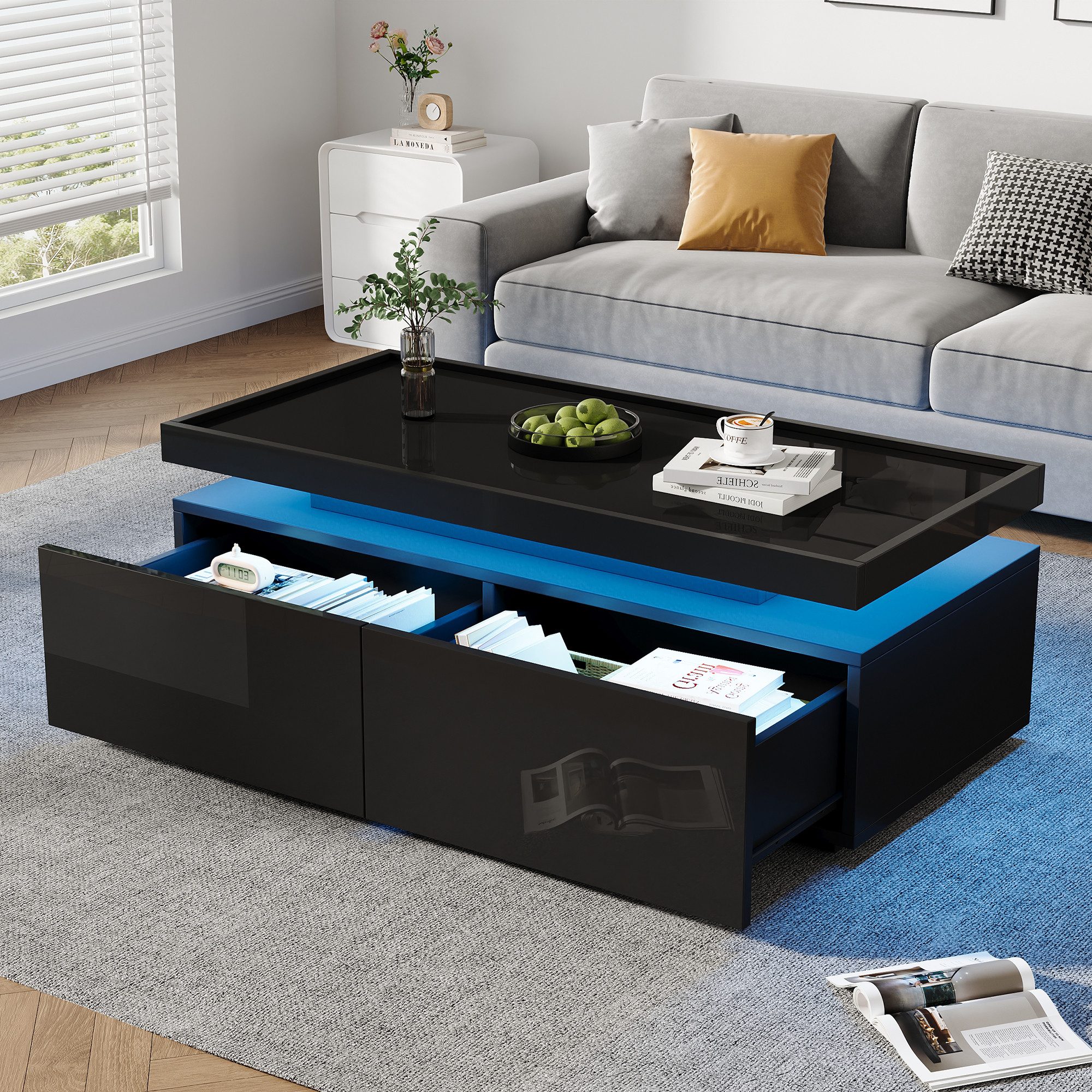 Merax Couchtisch Couchtisch hochglanz Sofatisch Beistelltisch günstig online kaufen