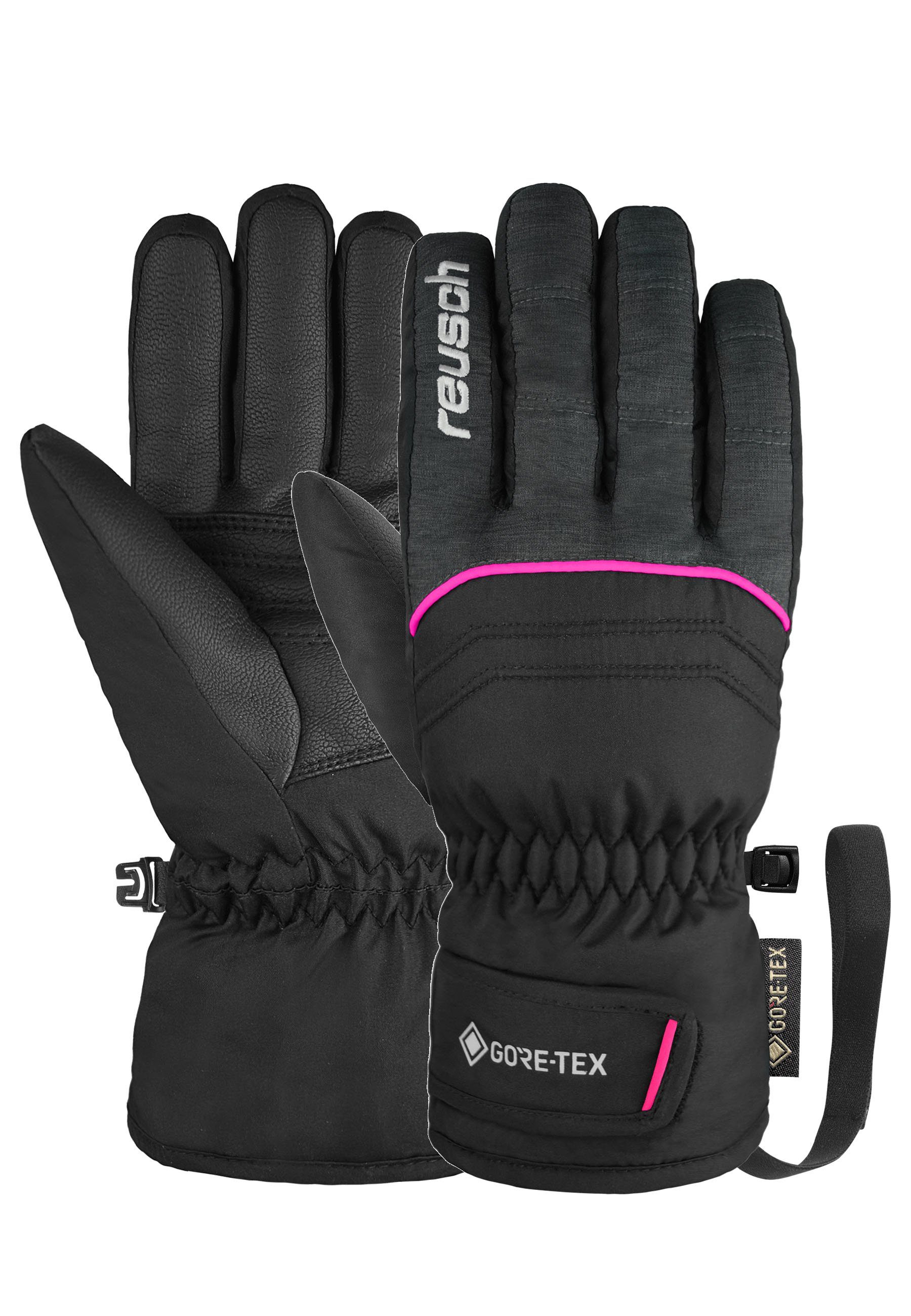 GORE-TEX dunkelgrau-pink Teddy Funktionsmembran mit Reusch wasserdichter Skihandschuhe