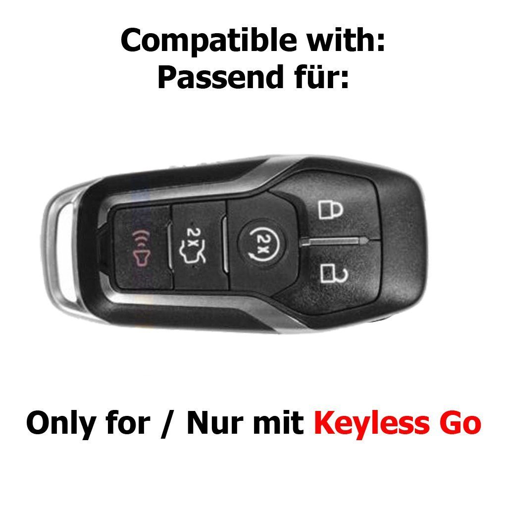 mt-key Schlüsseltasche Autoschlüssel Hardcover Schutzhülle Metallic Explorer KEYLESS Ford SMARTKEY Schwarz, für Edge Mustang Fusion