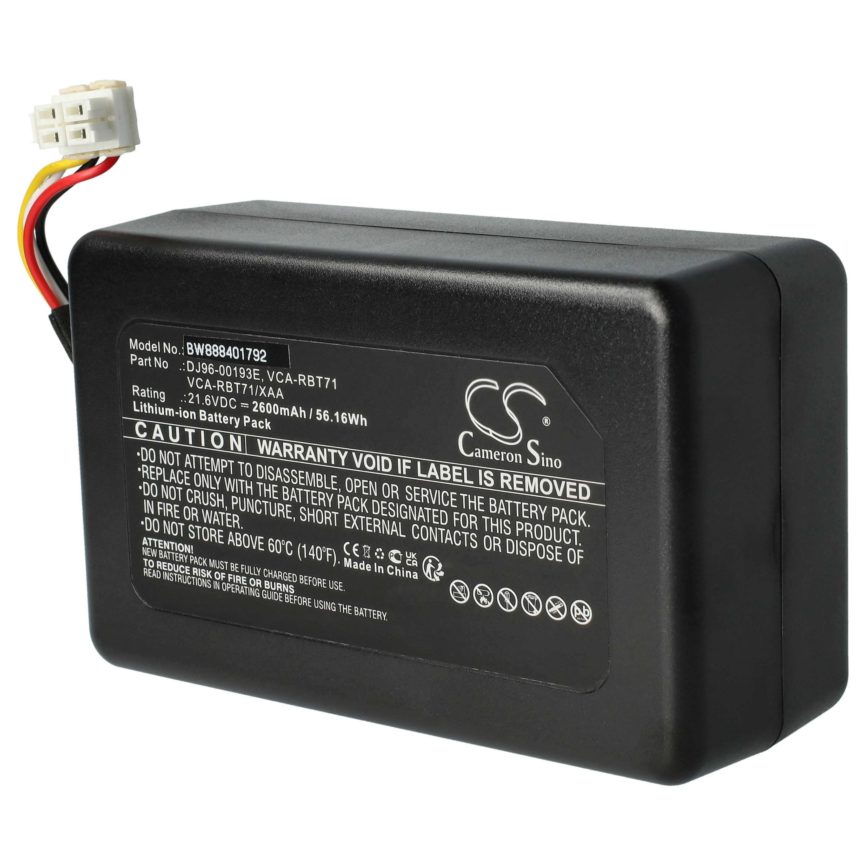 vhbw Akku passend für Samsung Powerbot VR1AM7040WG / AA, VR20J9020UG, Staubsauger-Akku Akku Li-Ion 2600 mAh (21,6 V, 1 St), Leistungsfähiger Austausch-Akku für Ihren Saugroboter