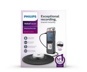 Philips DVT8110 Meeting-Recorder Digitales Diktiergerät (professionelles 360° Mikrofon, Tasche, App Steuerung)