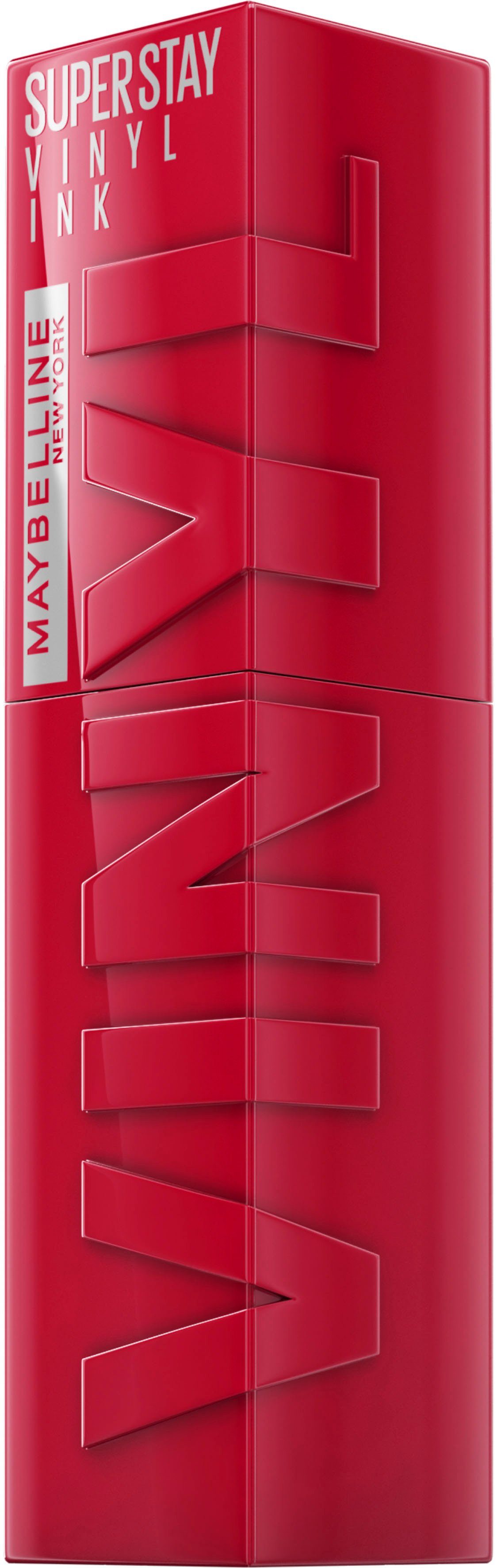 MAYBELLINE NEW YORK Lippenstift SUPER STAY VINYL INK, kreiert ein sofort glänzendes Vinyl-Finish und bis zu 16H Halt