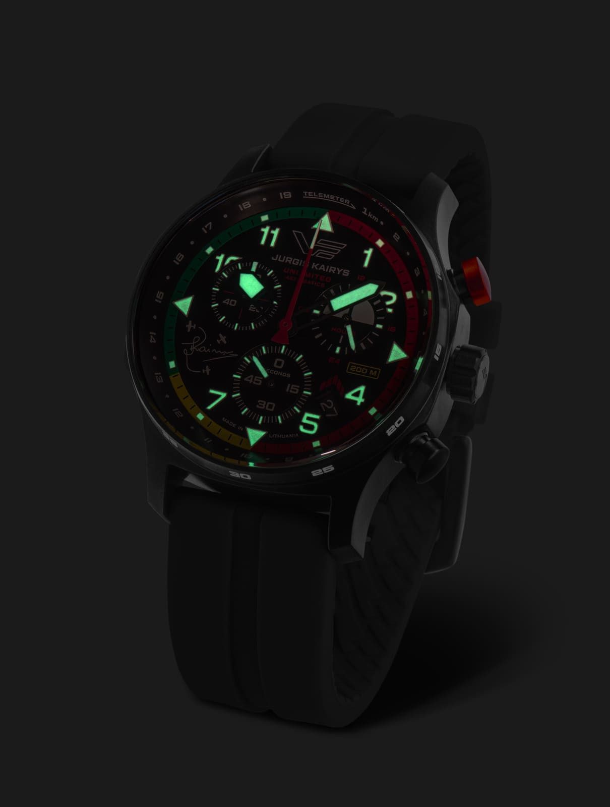 Vostok Europe Chronograph Herrenuhr 592C775-S Jurgis Kairys Aerobatics 2025, 43 mm, Sportliche, auf 500 Stück limitierte Quarzuhr mit Silikonband